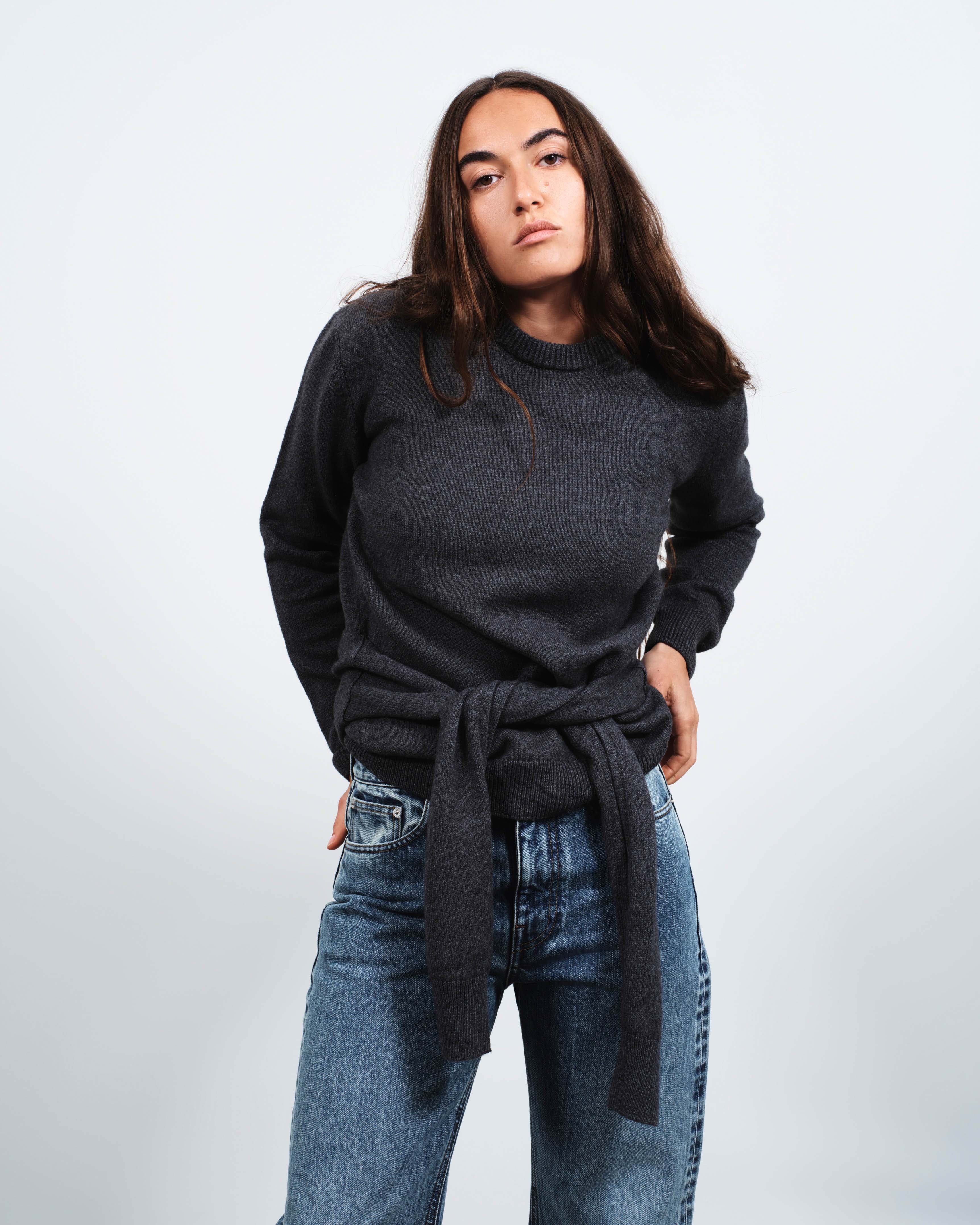 J.W.Anderson Sleeve-Tie Jumper Charcoal Melange Damen