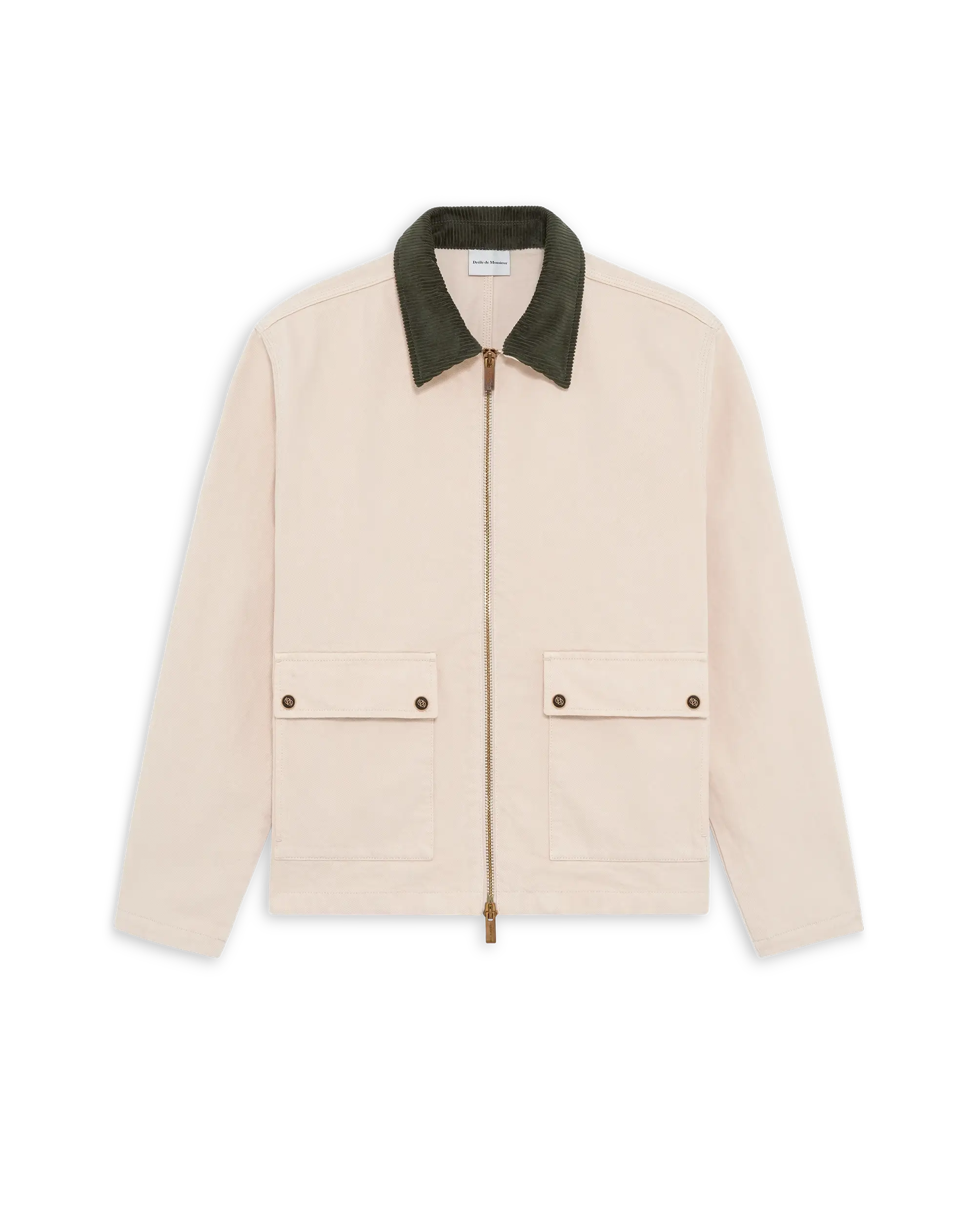 Drôle De Monsieur Veste Denim Zippée Jeansjacke Beige Baumwolle