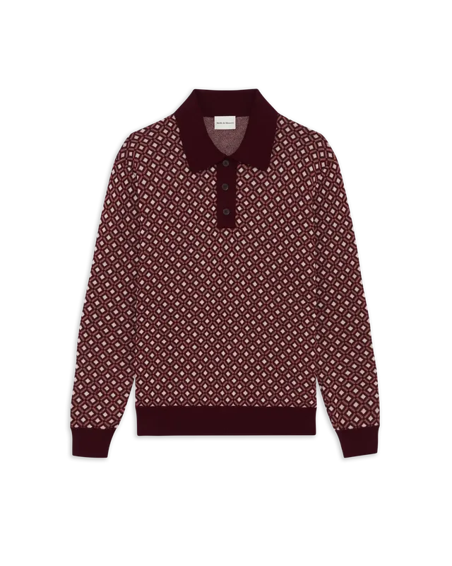 Drôle De Monsieur Jacquard Longsleeve Polo Strickpolo Braun