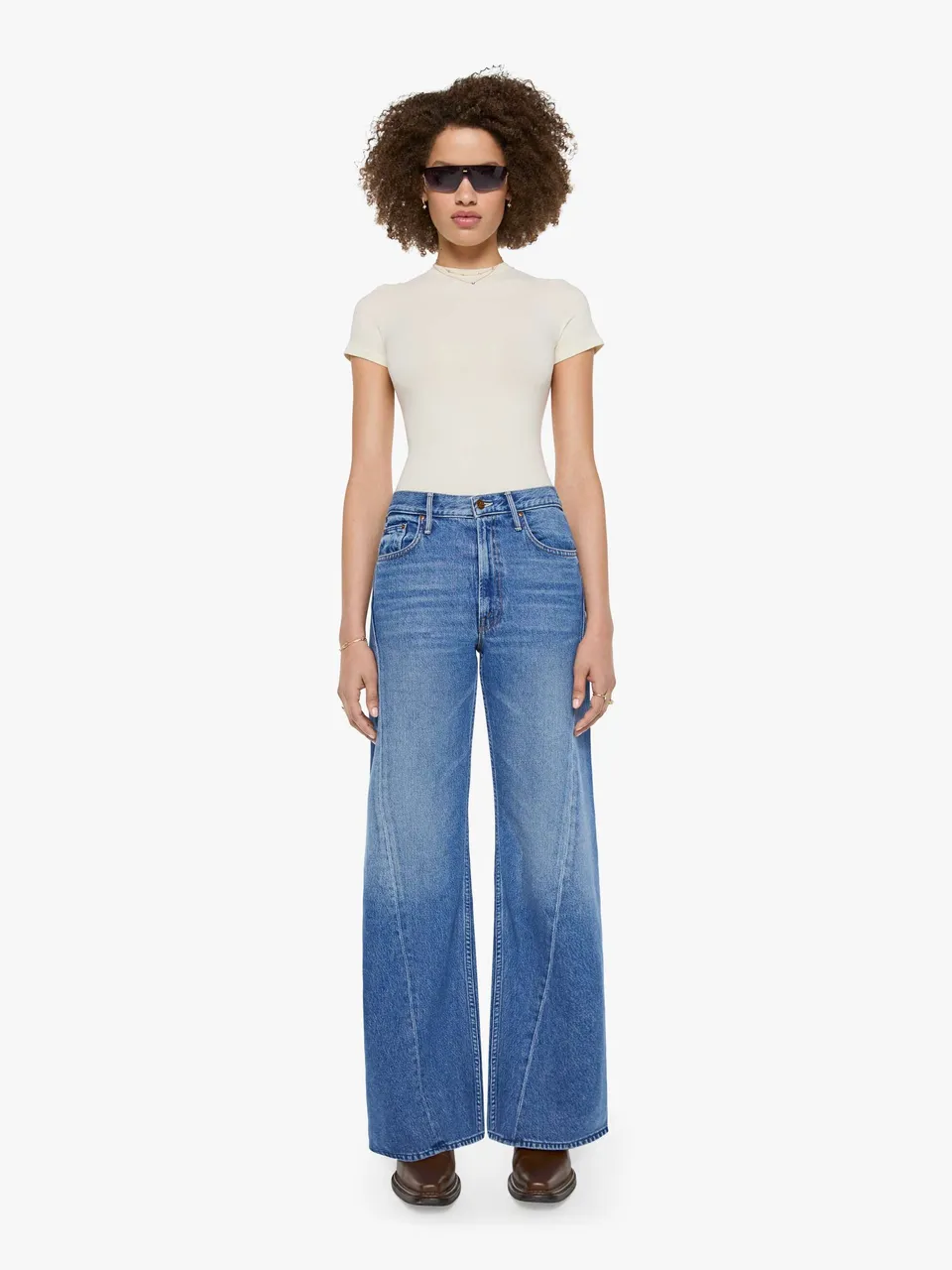 Mother The Lemon Twist Jeans Rolling In The Dough Wide Leg