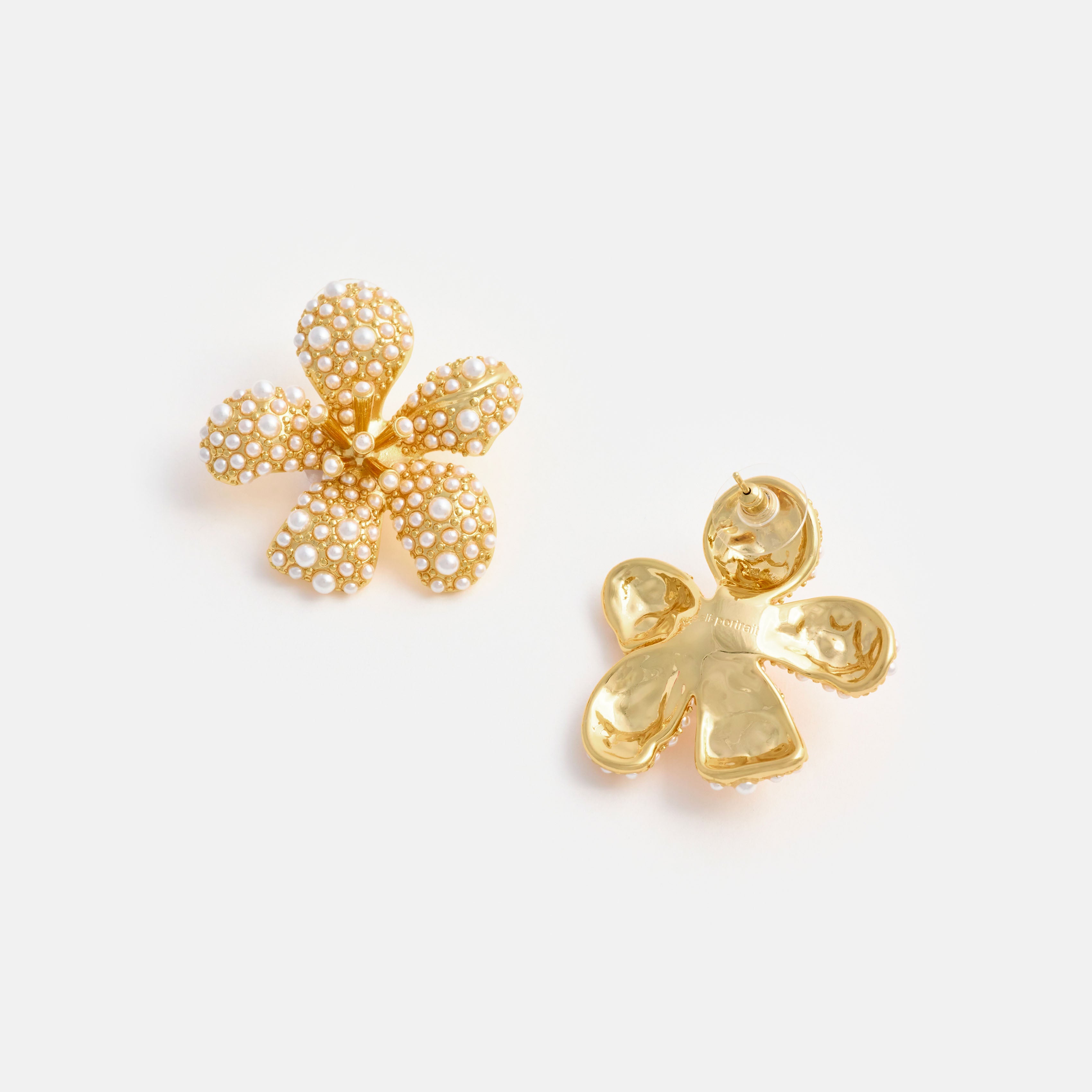 Self Portrait Jewellery Gold Pearl Flower Ohrringe gold Perlen