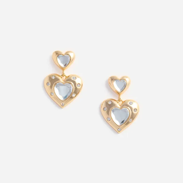 Self Portrait Jewellery Gold Crystal Heart Ohrringe Gold Einheitsgröße