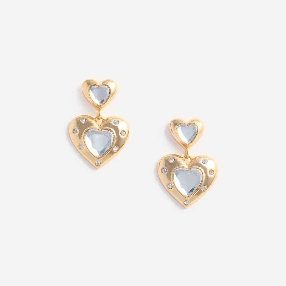 Self Portrait Jewellery Gold Crystal Heart Ohrringe Gold Einheitsgröße
