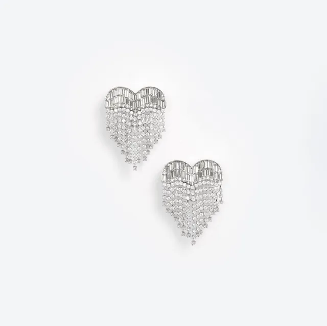 Self Portrait Crystal Heart Ohrringe Silber Kristall