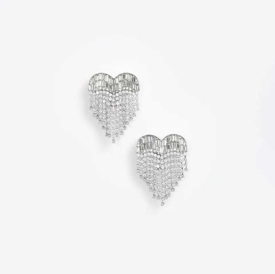Self Portrait Crystal Heart Ohrringe Silber Kristall