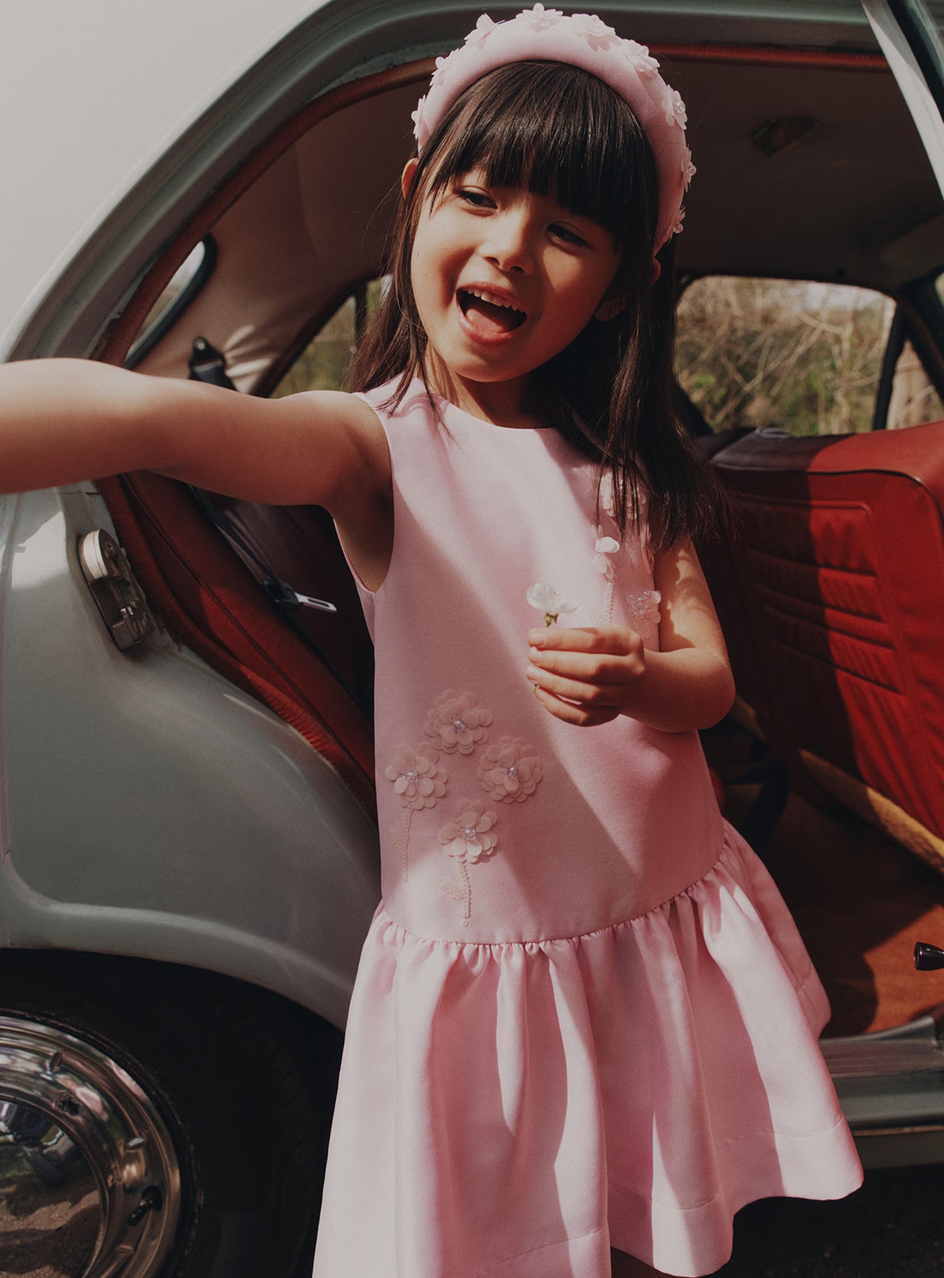 Self Portrait Pink Taffeta Kinderkleid Rosa Pailletten