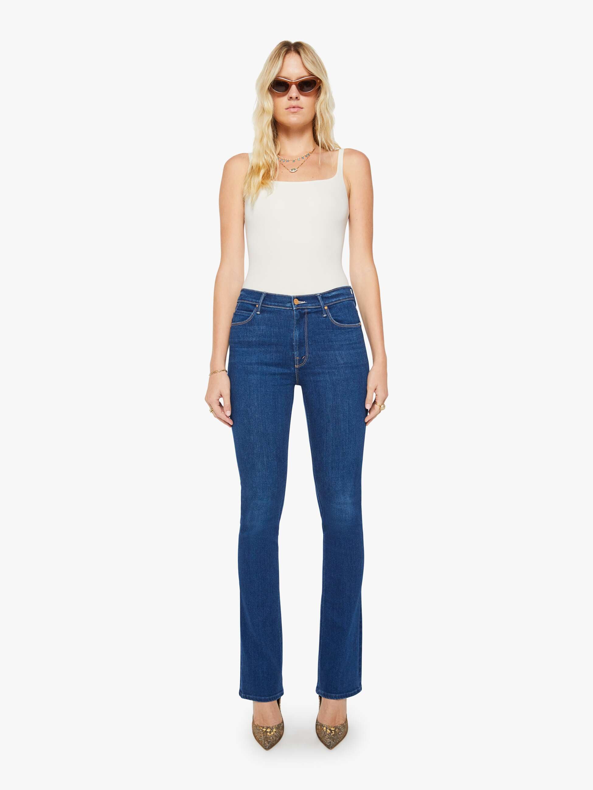 Mother The Runaway Pinkies Up Flare Jeans Dunkelblau Mid-Rise