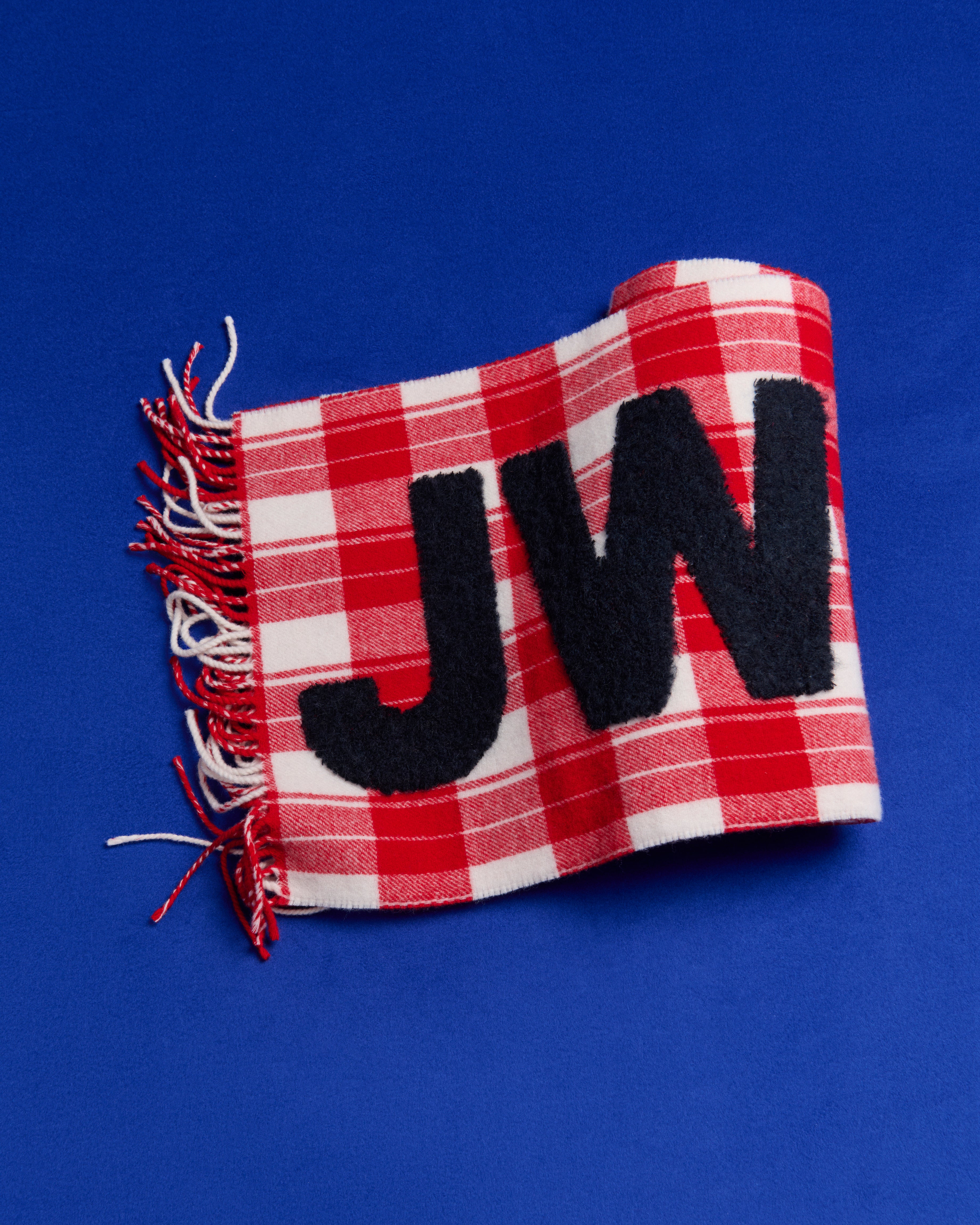 J.W.Anderson Checkered Logo Schal Rot-Weiß