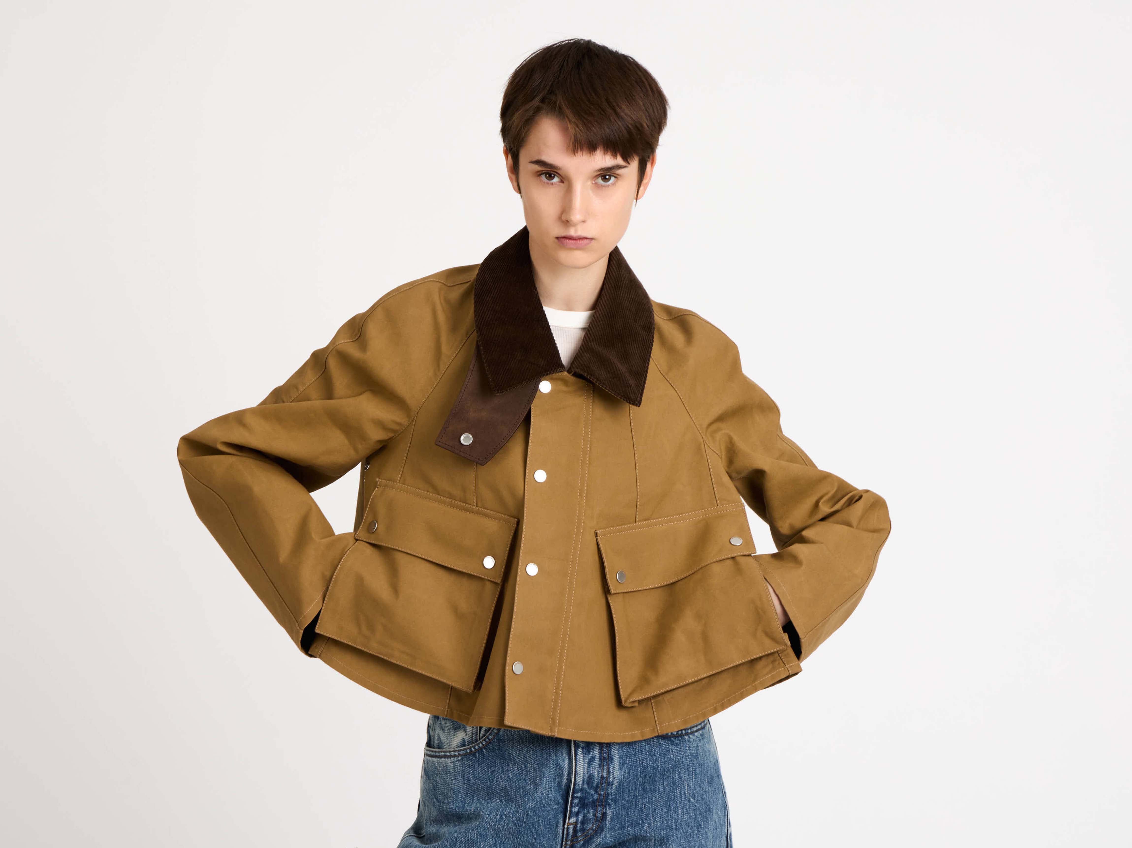 J.W. Anderson Barn Jacket Biscuit Wachs Baumwolle Cropped