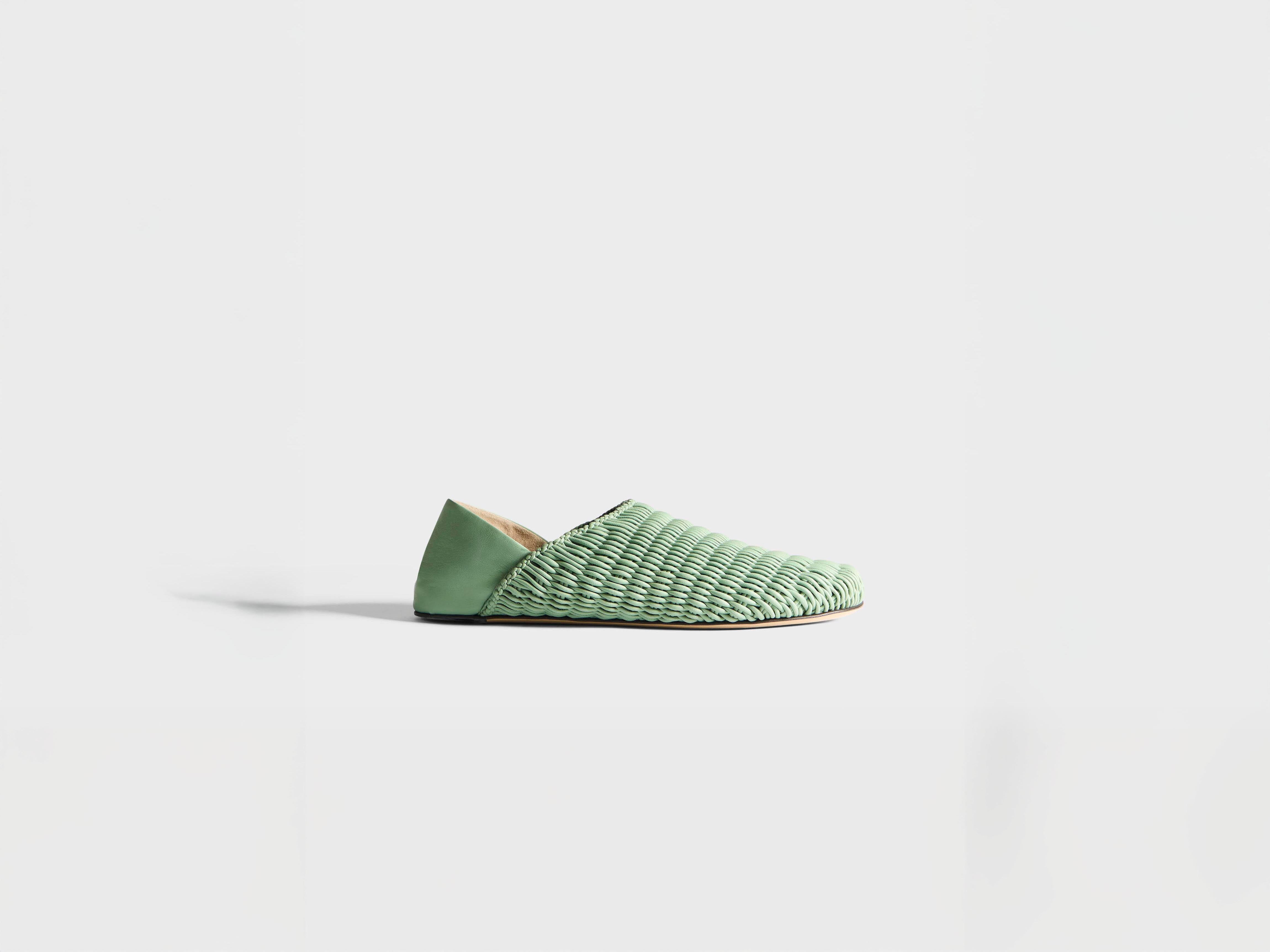 J.W.Anderson Slipper Mules Schuhe Salbeigrün Geflochten