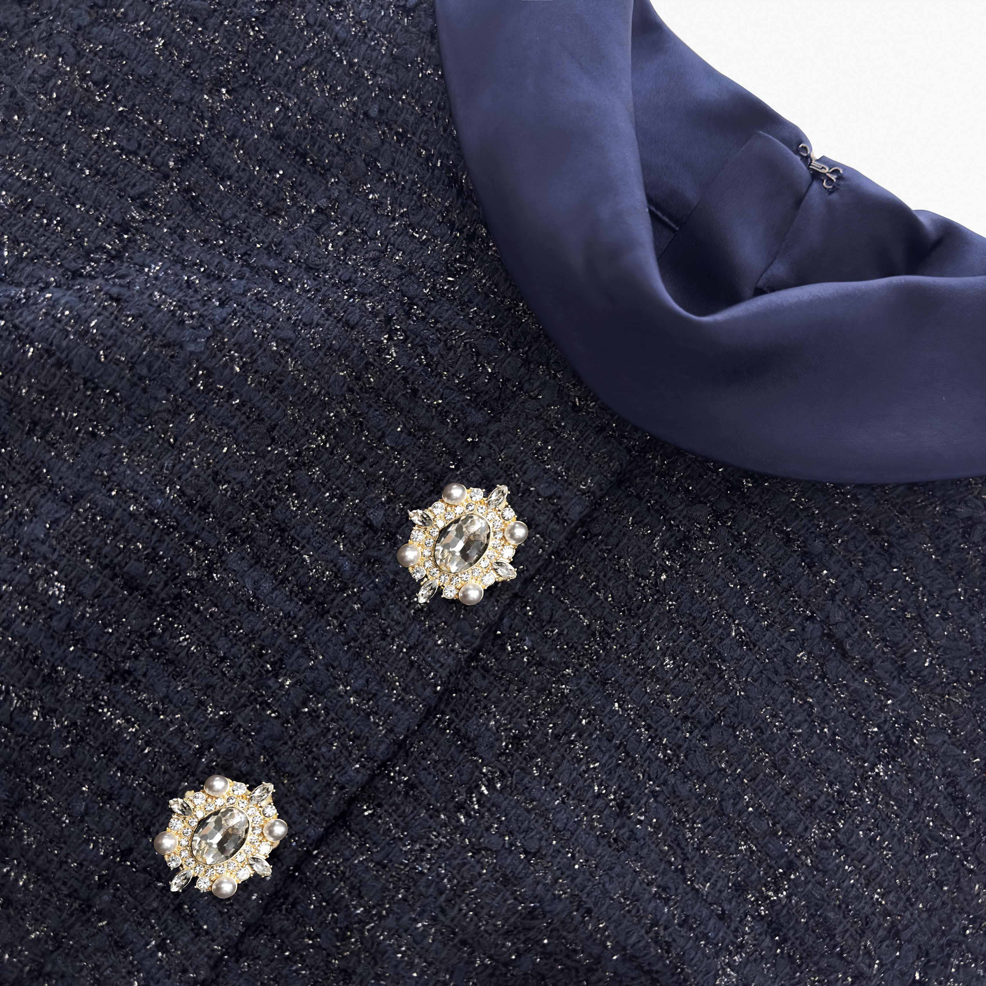 Self Portrait Navy Metallic Boucle Maxikleid Navy Metallic