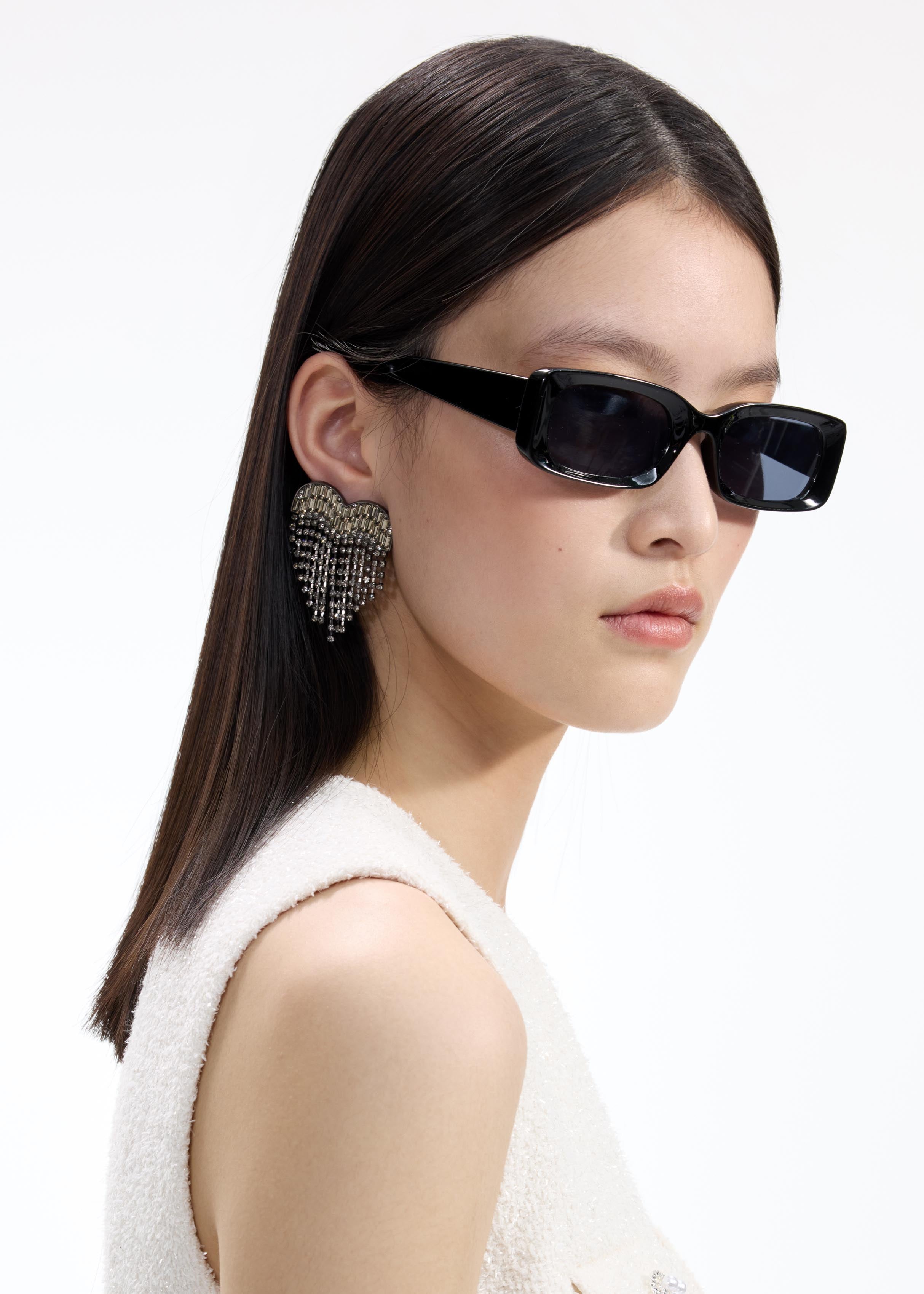 Self Portrait Jewellery Smoke Crystal Ohrstecker Herz