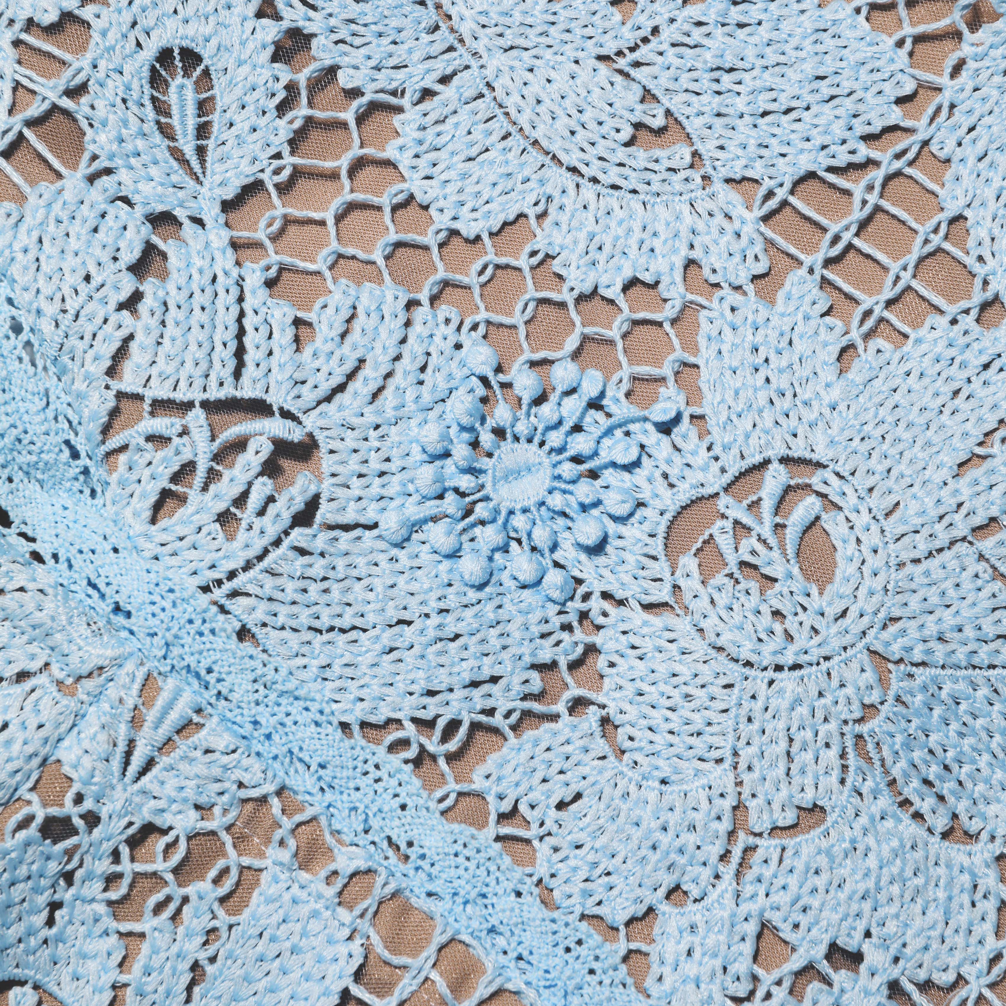 Self Portrait Blue Crochet Lace Midi Kleid Hellblau