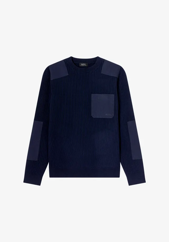 A.P.C. Military Pullover Merinowolle Marine Größe M