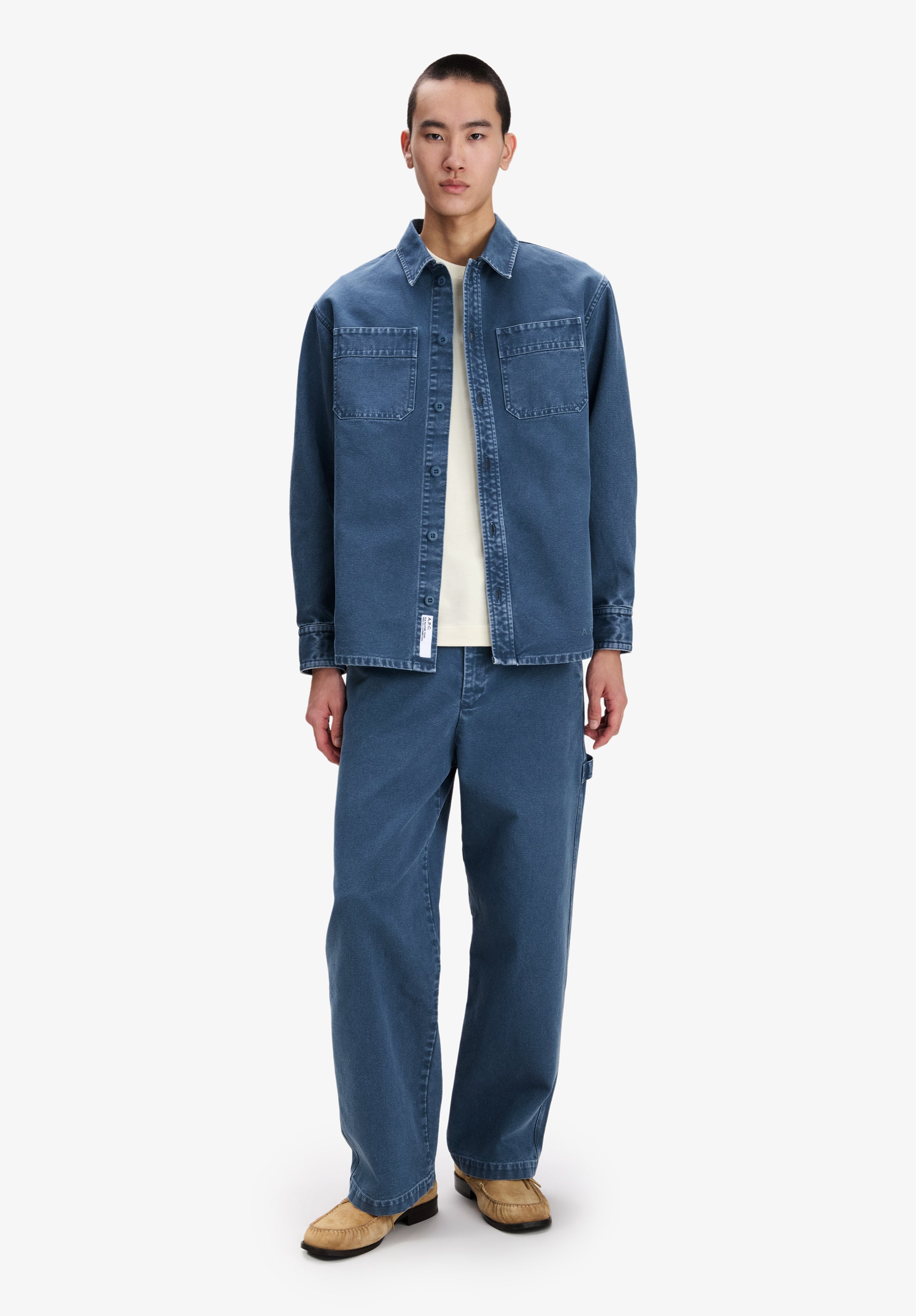 A.P.C. Overshirt blau Workwear recycelte Baumwolle