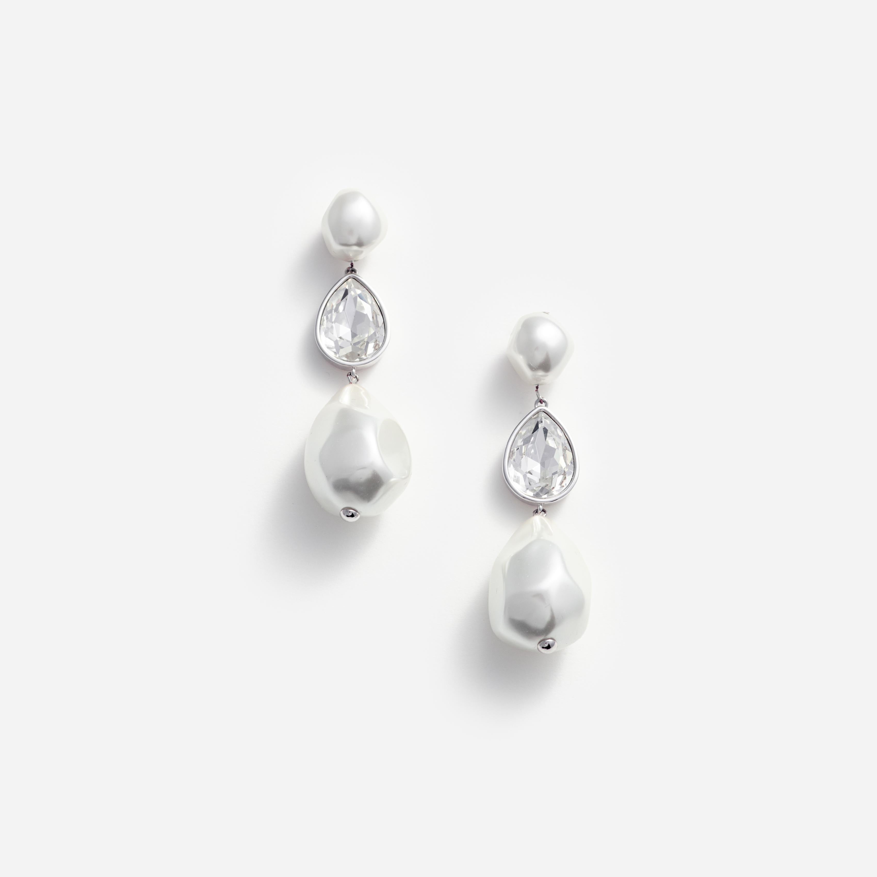 Self Portrait Pearl Crystal Droplet Ohrringe Silber
