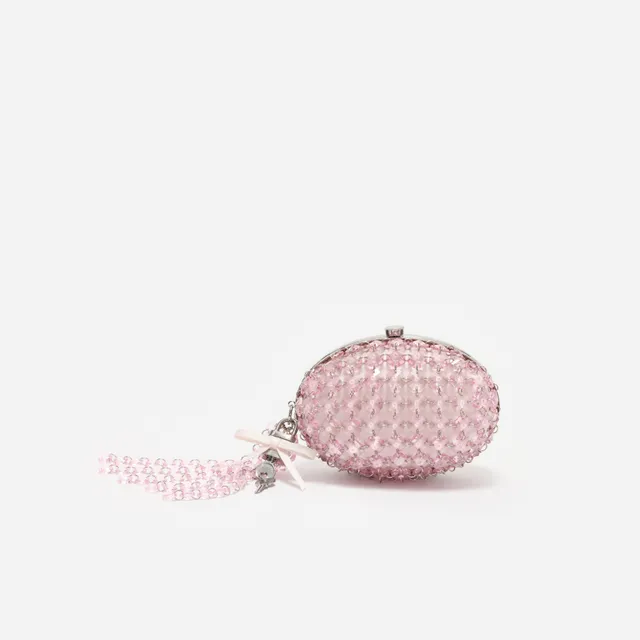 Self Portrait Oval Crystal Clutch Rosa Kristall Kette