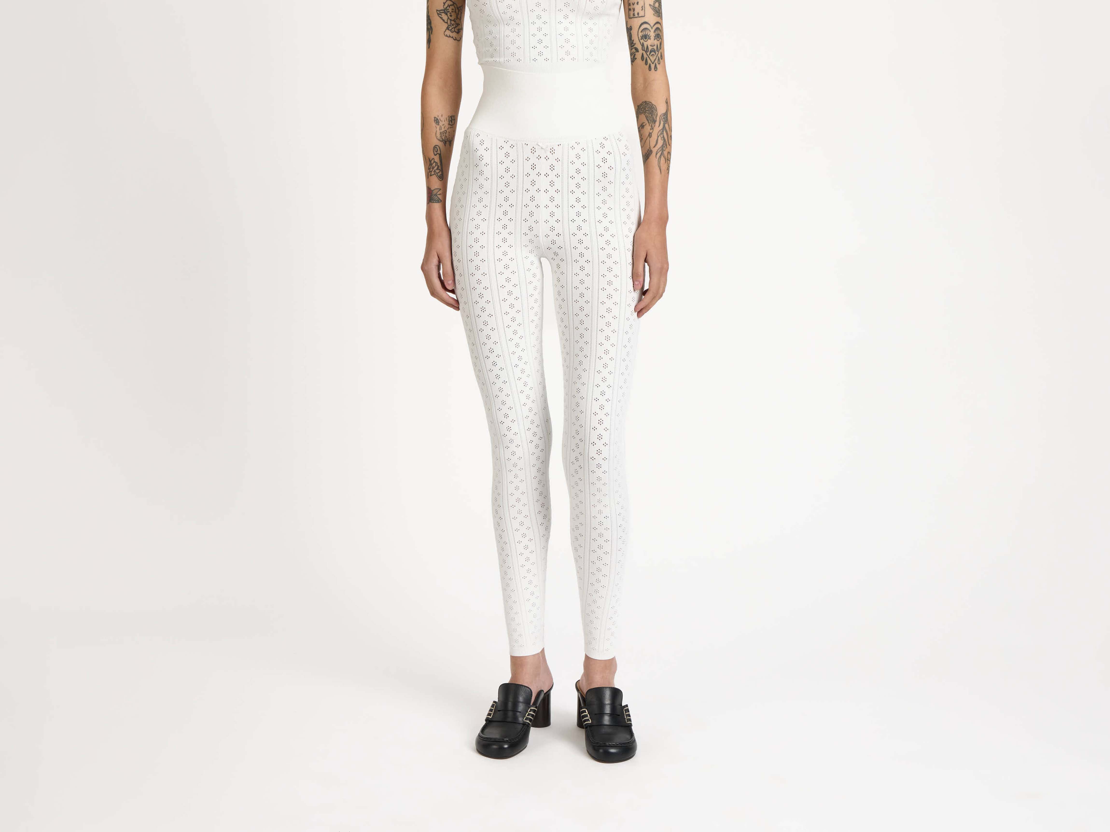 J.W.Anderson Pointelle Strickleggings Damen Weiss Viskose