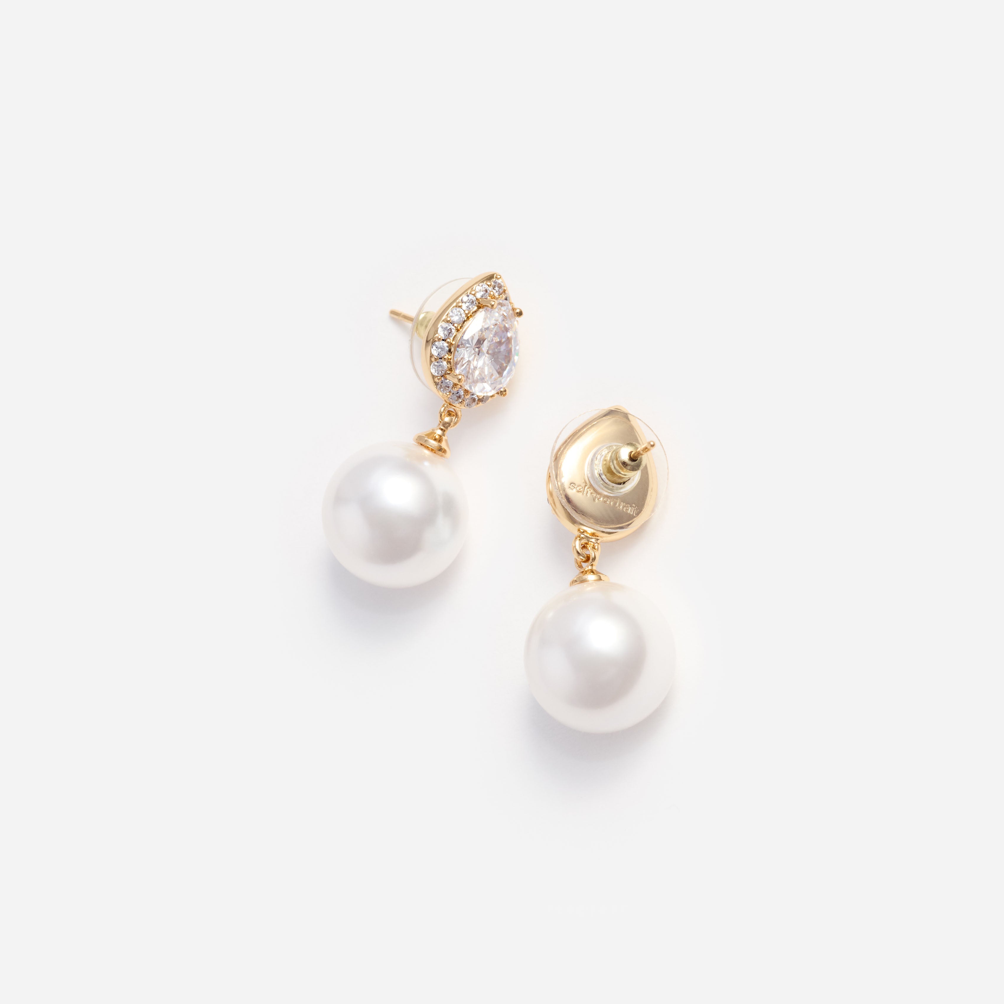 Self Portrait Jewellery Gold Crystal Pearl Ohrringe Gold