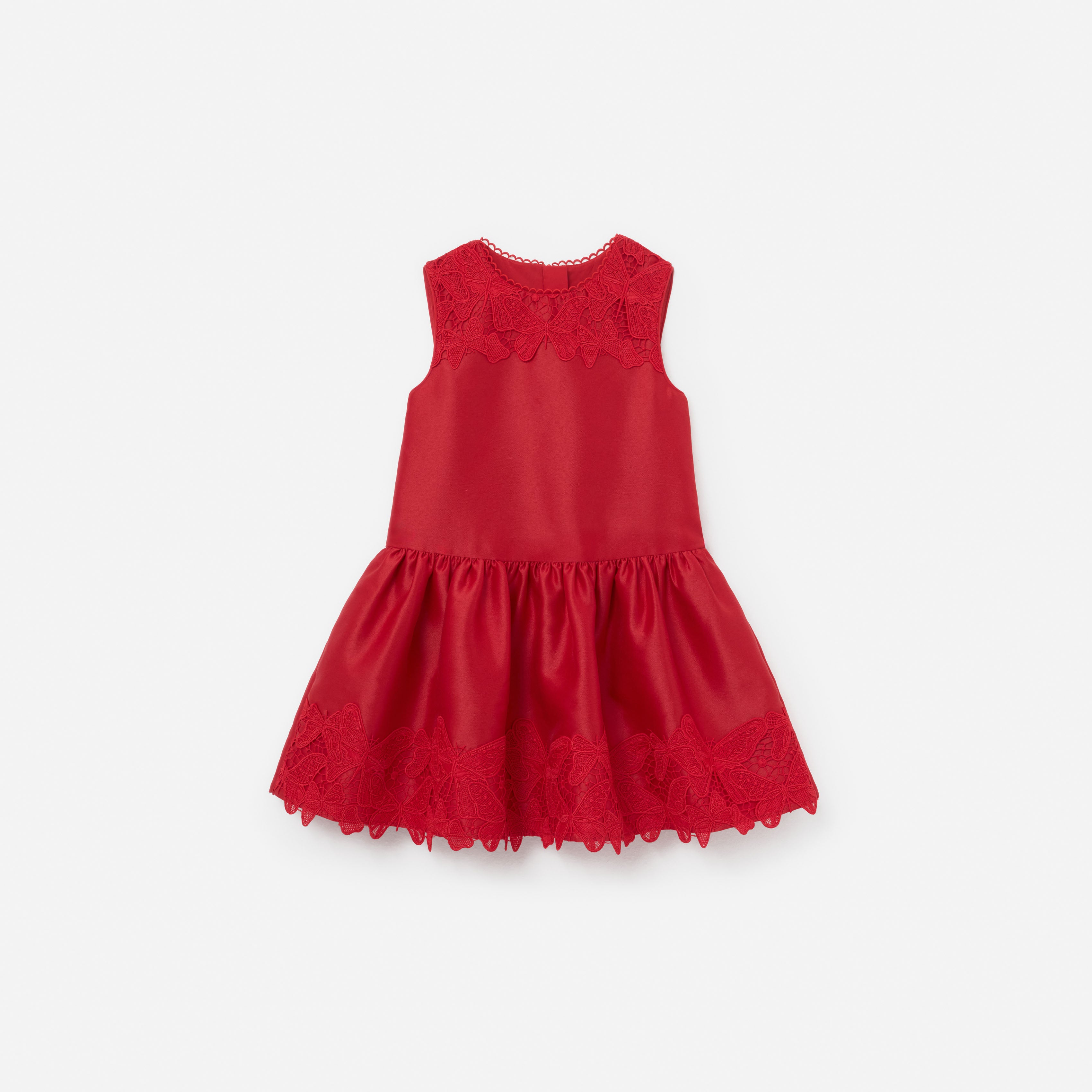 Self Portrait Red Taffeta Lace Dress Rot Mädchenkleid