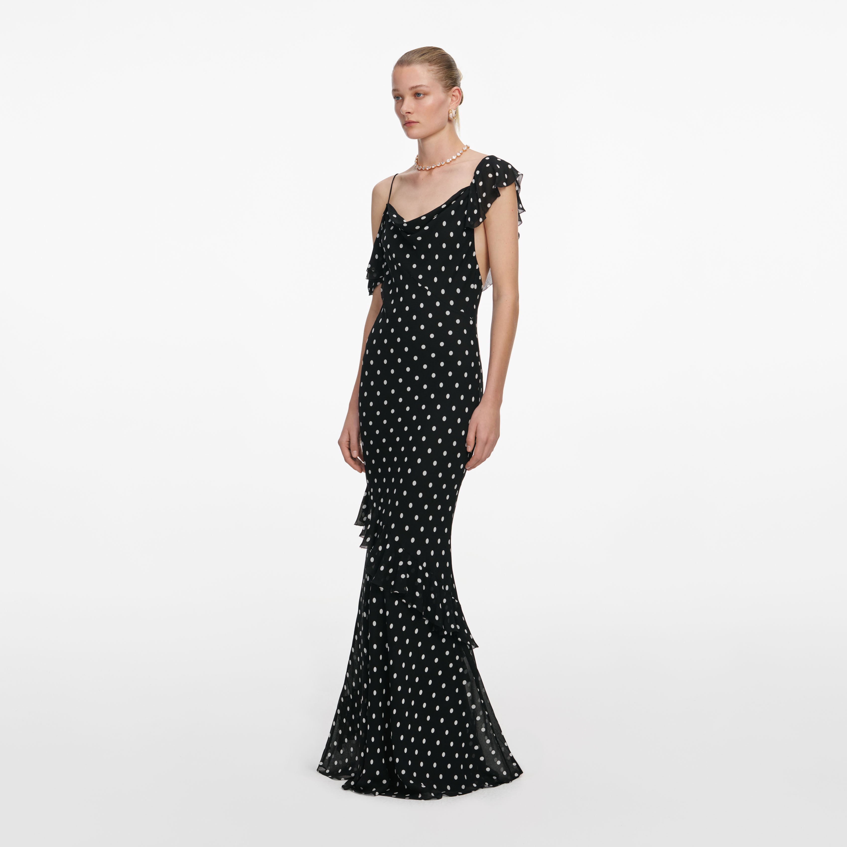 Self Portrait Dresses Black Polka Dot Maxikleid Schwarz Dots