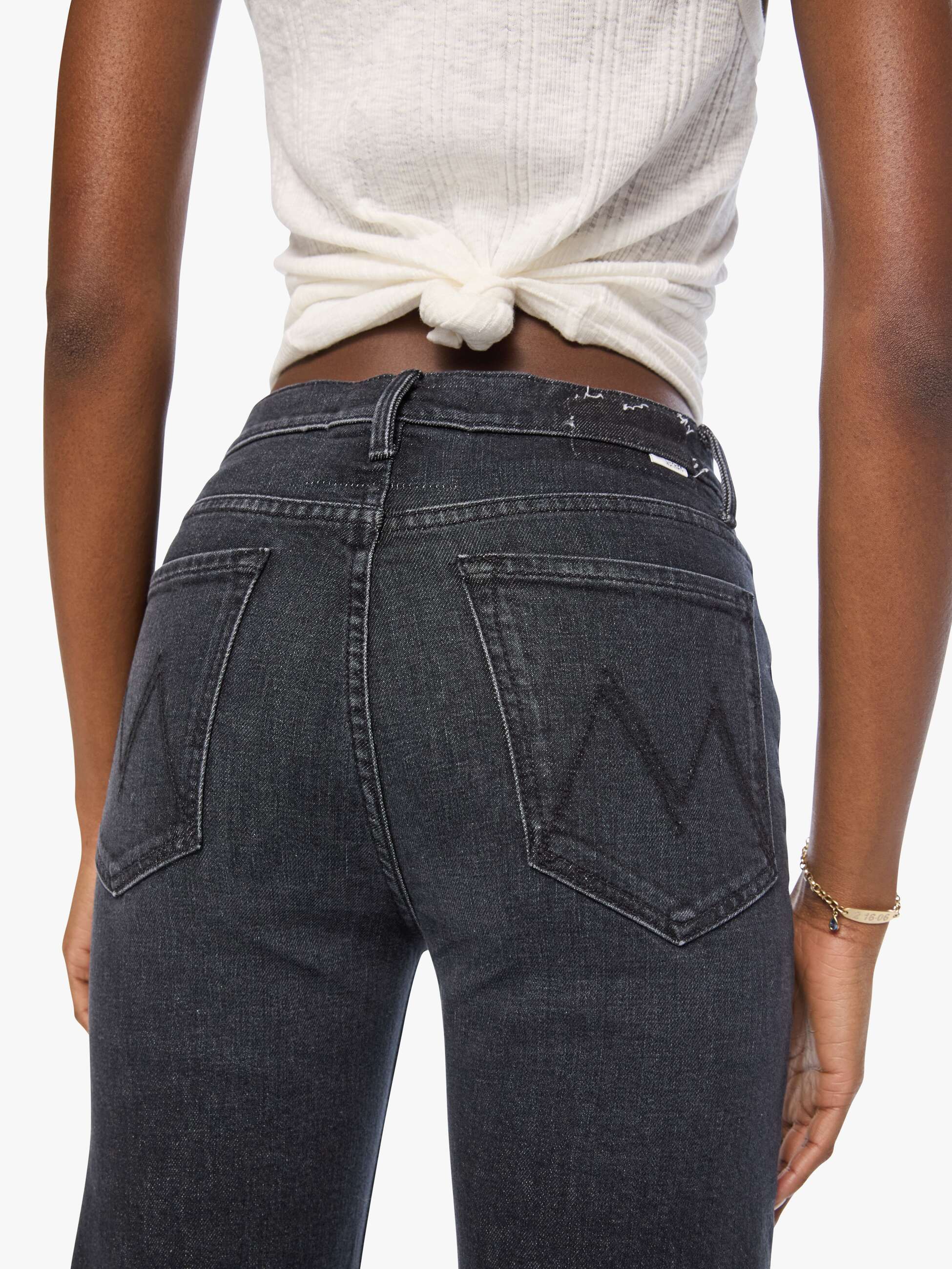 Mother Rambler Zip Sneak Jeans Riding The Milkyway schwarz