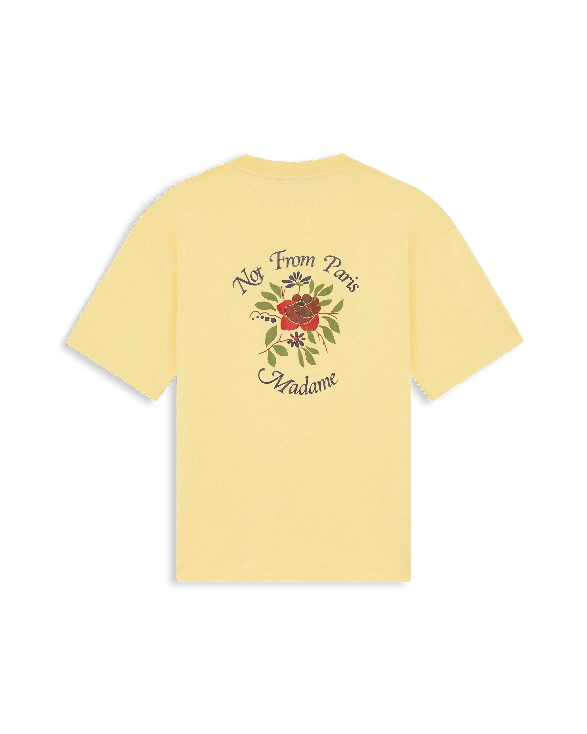 Drôle De Monsieur Slogan Rose T-Shirt Baumwolle Hellgelb