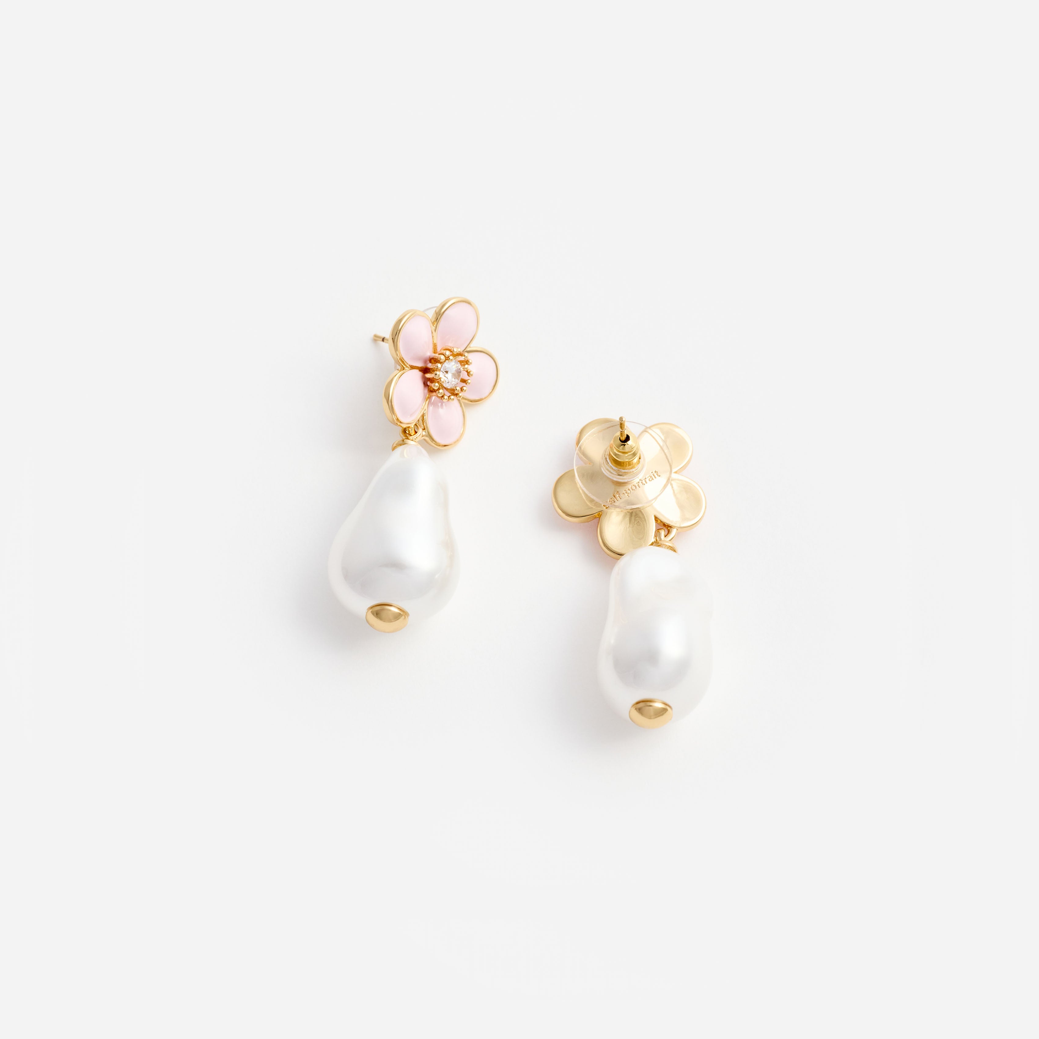 Self Portrait Pink Flower Pearl Ohrringe Rosa Perle