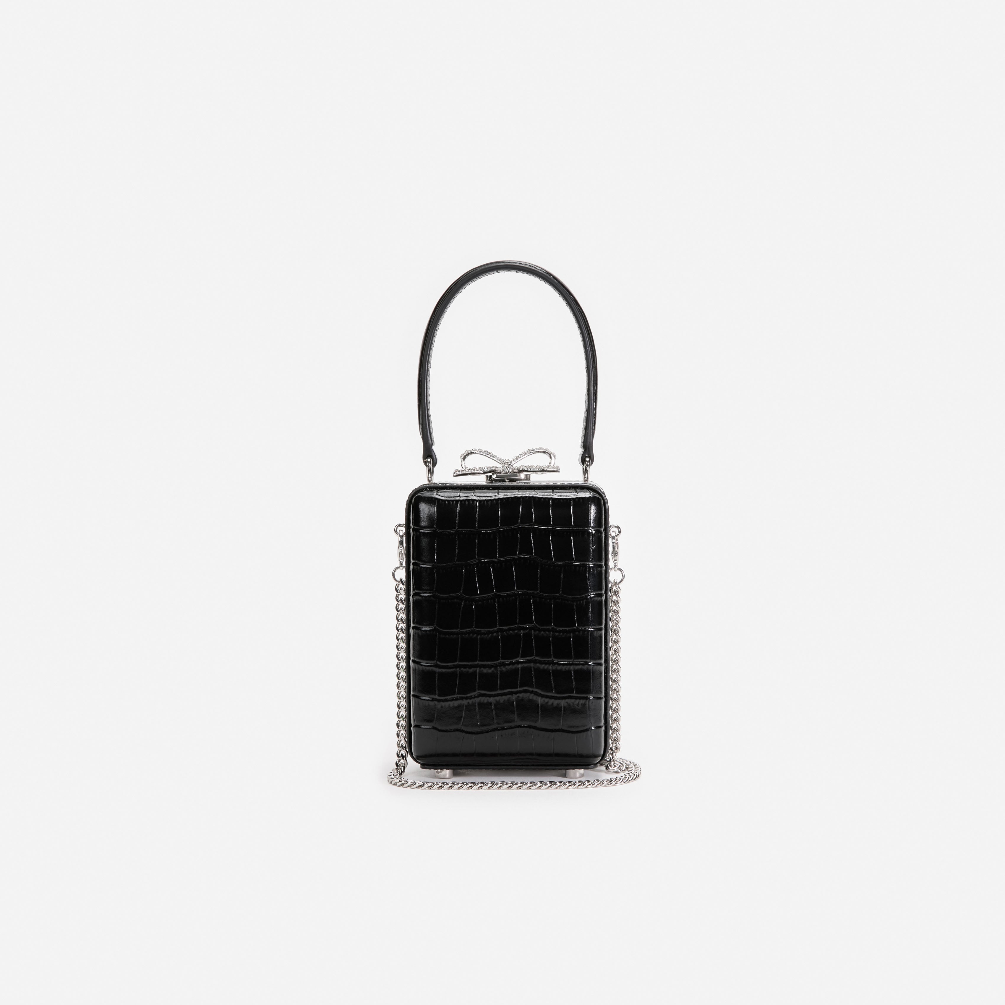 Self Portrait Black Croc Micro Bag Handtasche Schwarz Leder