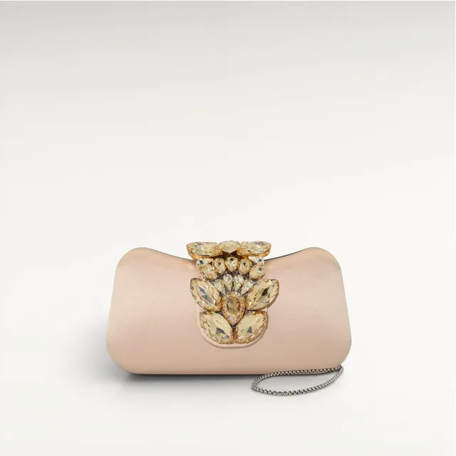 Gedebe Lunette Clutch Satin Steinbesatz Abendtasche