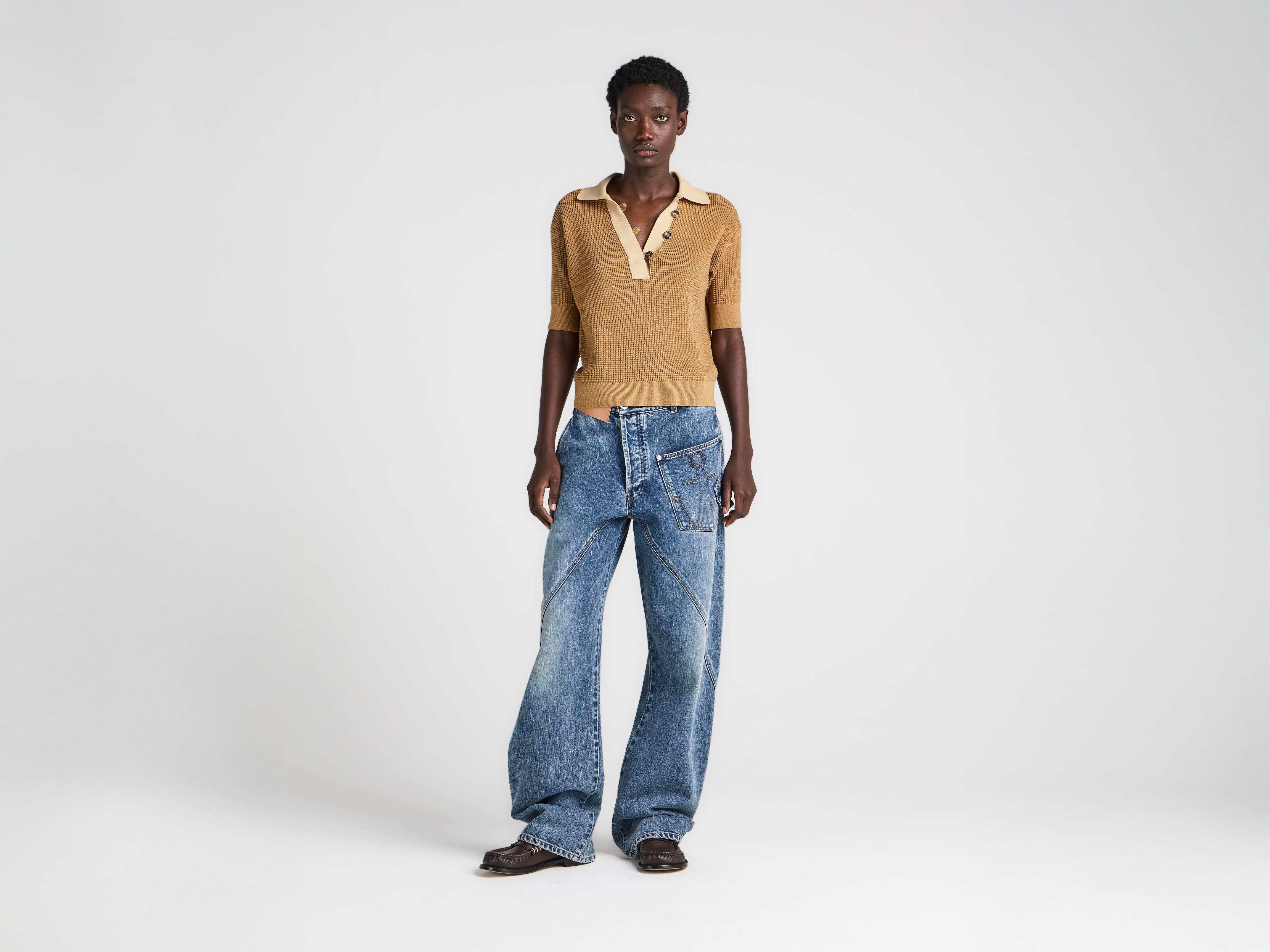 J.W.Anderson Knitted Polo Strickpolo Damen Butterscotch Waffle