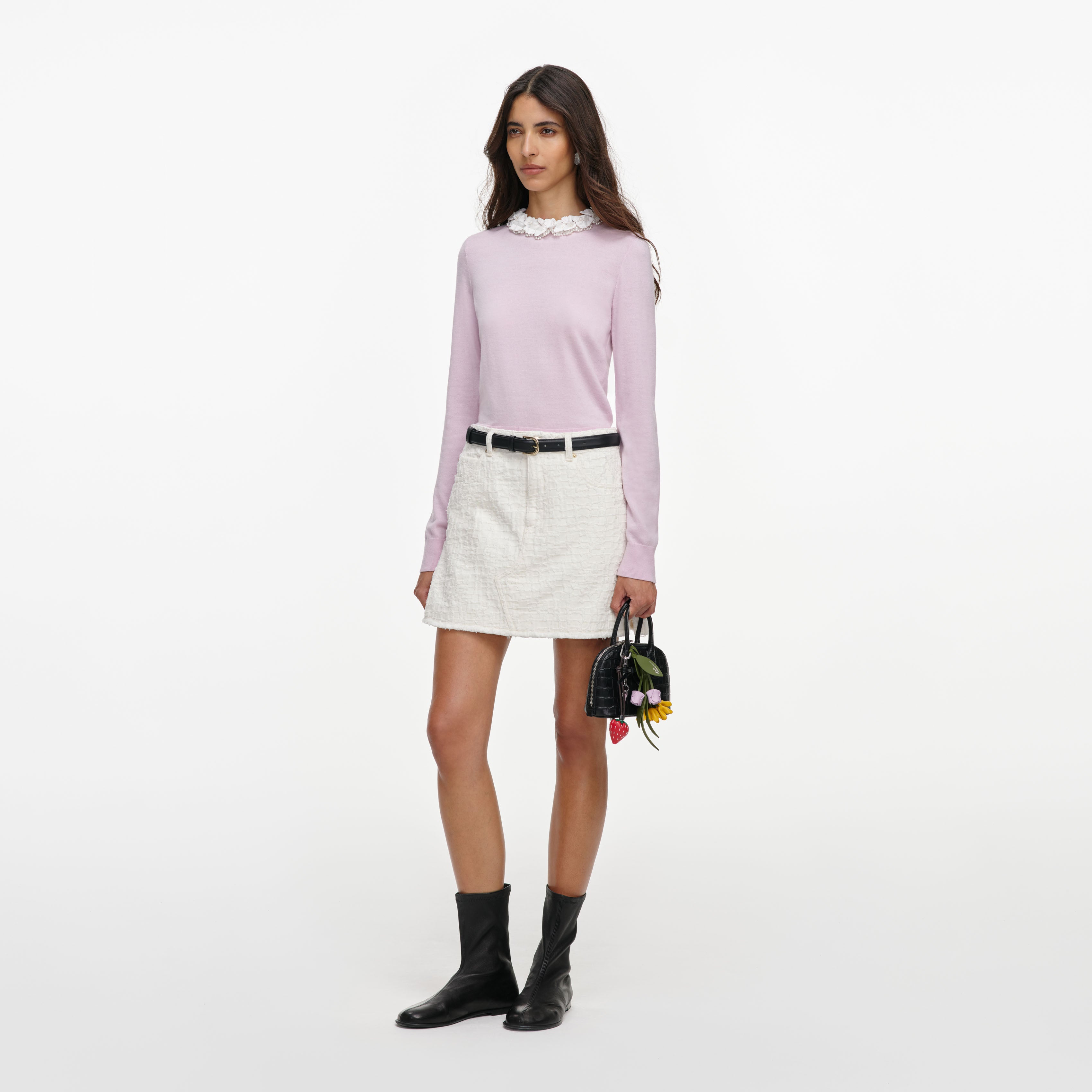 Self Portrait Knitwear Pink Flower Light Knit Jumper Strickpullover Rosa