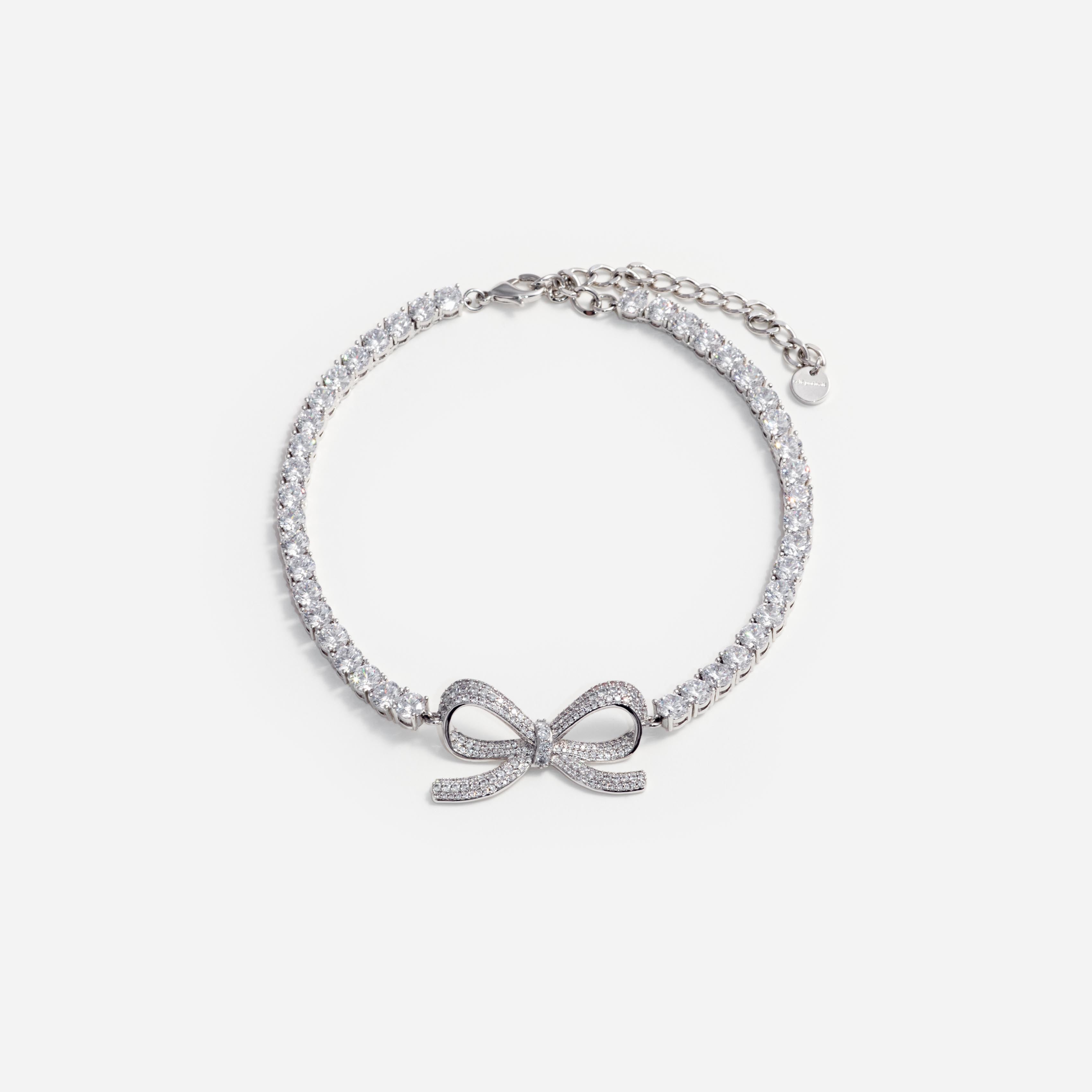 Self Portrait Diamante Bow Tennis Choker Kette Silber