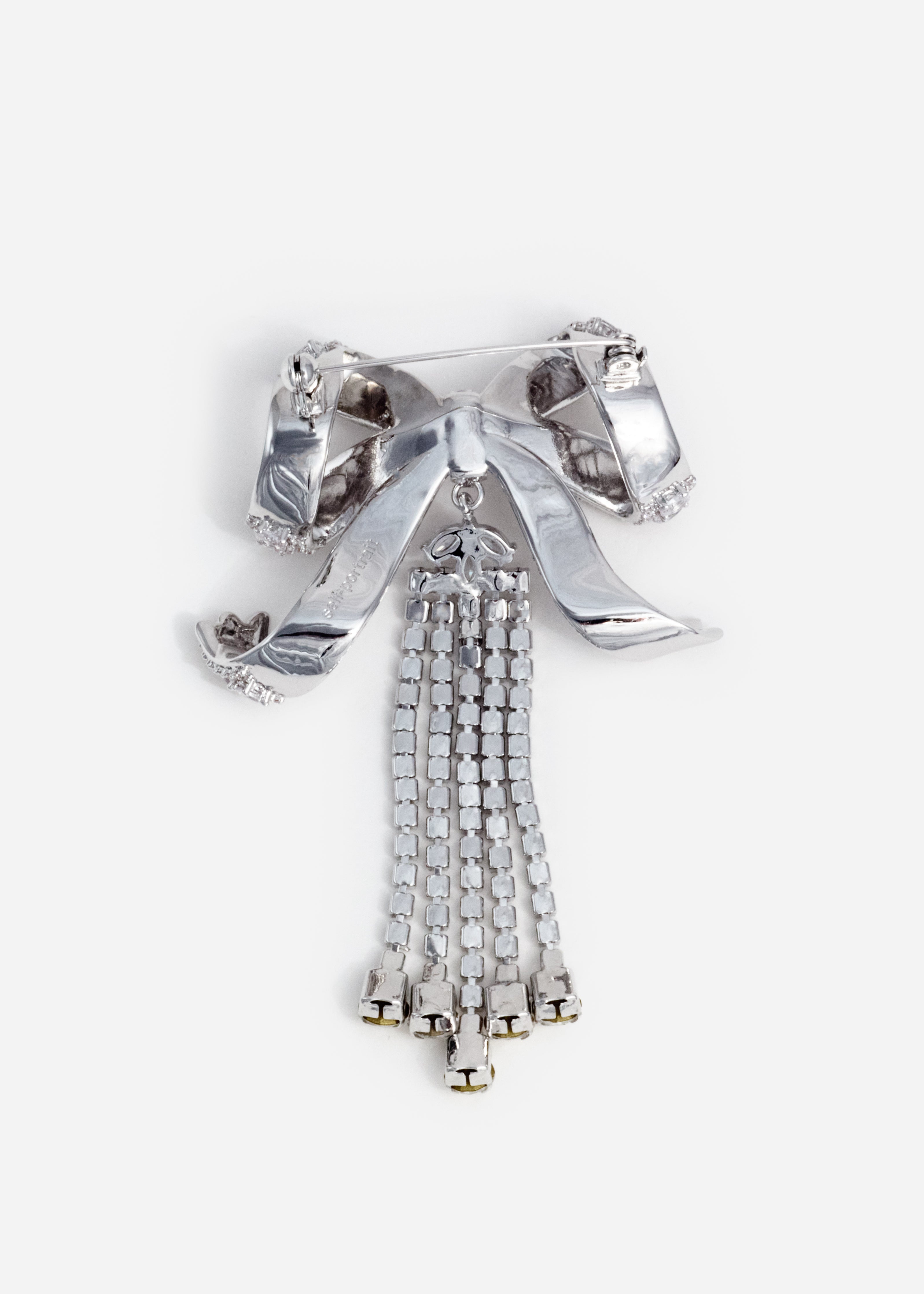 Self Portrait Crystal Bow Droplet Brosche Silber One Size Schleife