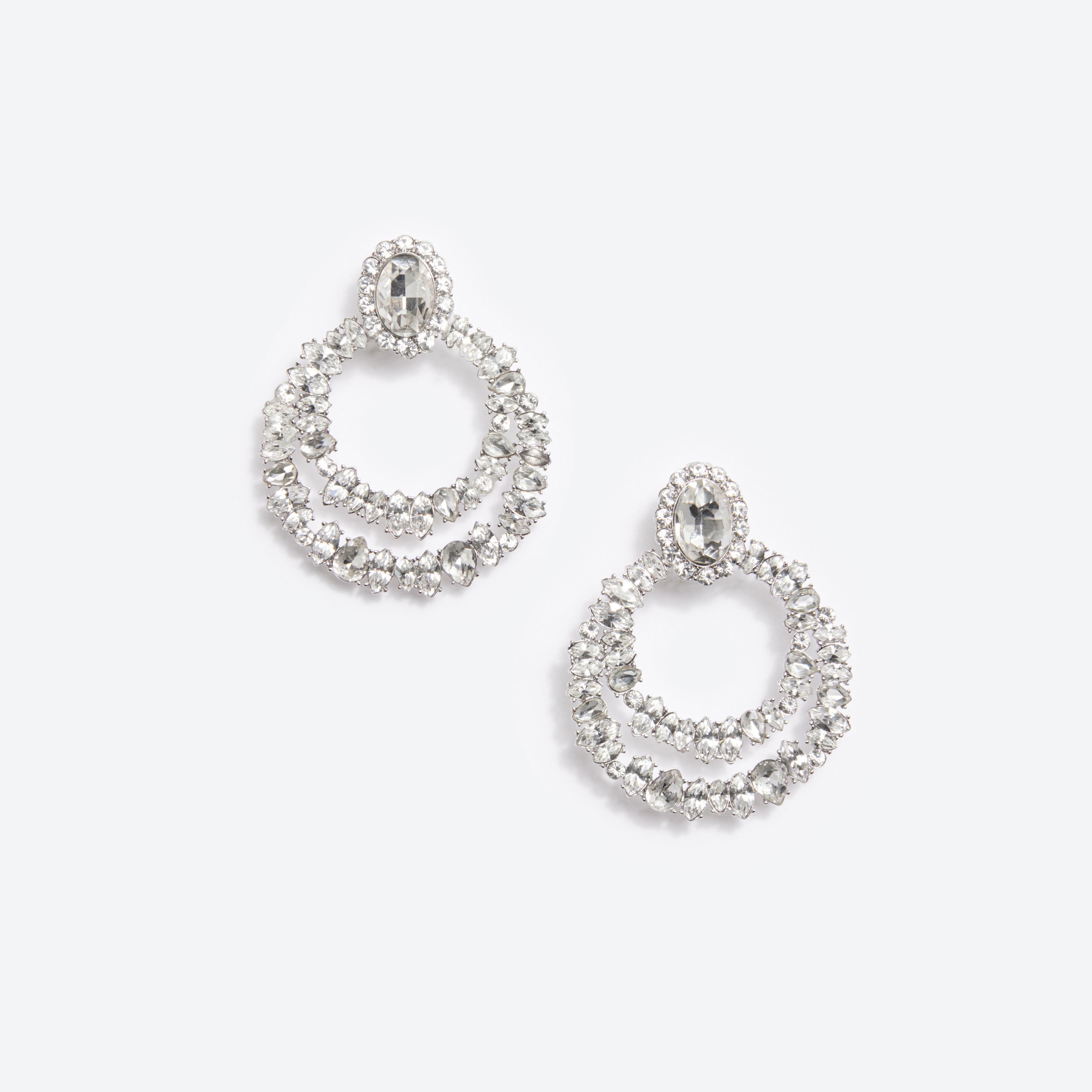 Self Portrait Crystal Double Hoop Ohrringe Silber Kristall