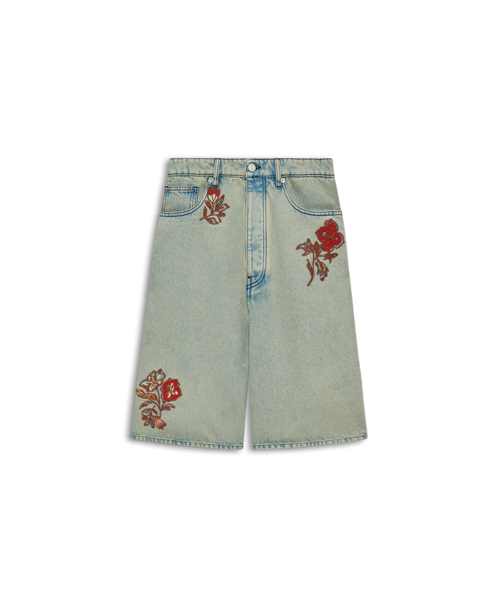 Drôle De Monsieur Short Jean Dusty Jeansshorts Bestickt