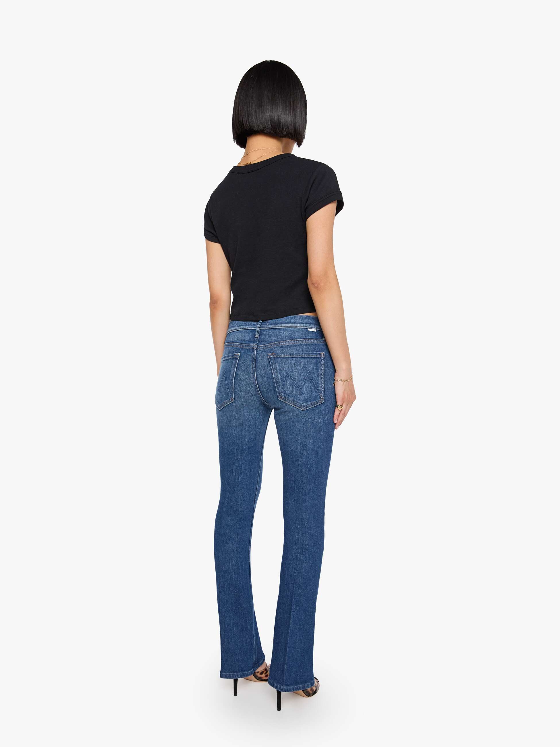 Mother Lil Runaway Petite Jeans Deluxe Edition Flare Mid-Rise