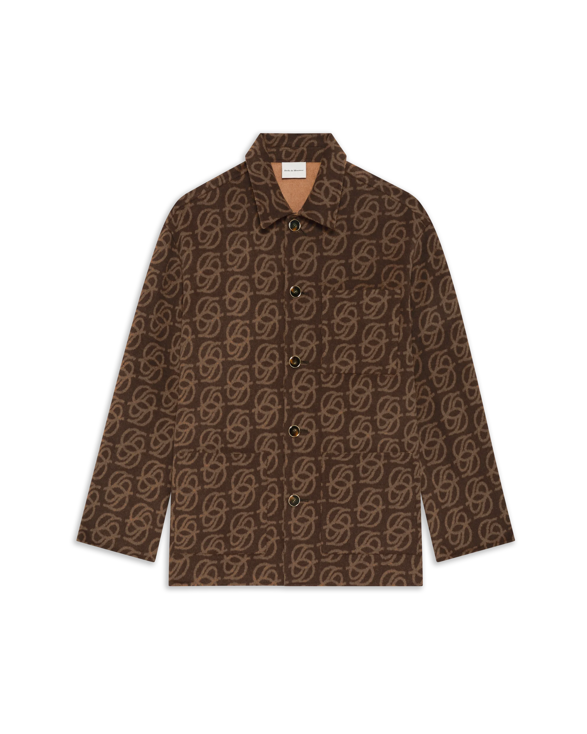 Drôle De Monsieur Monogram Button Wolljacke Brown Wolle