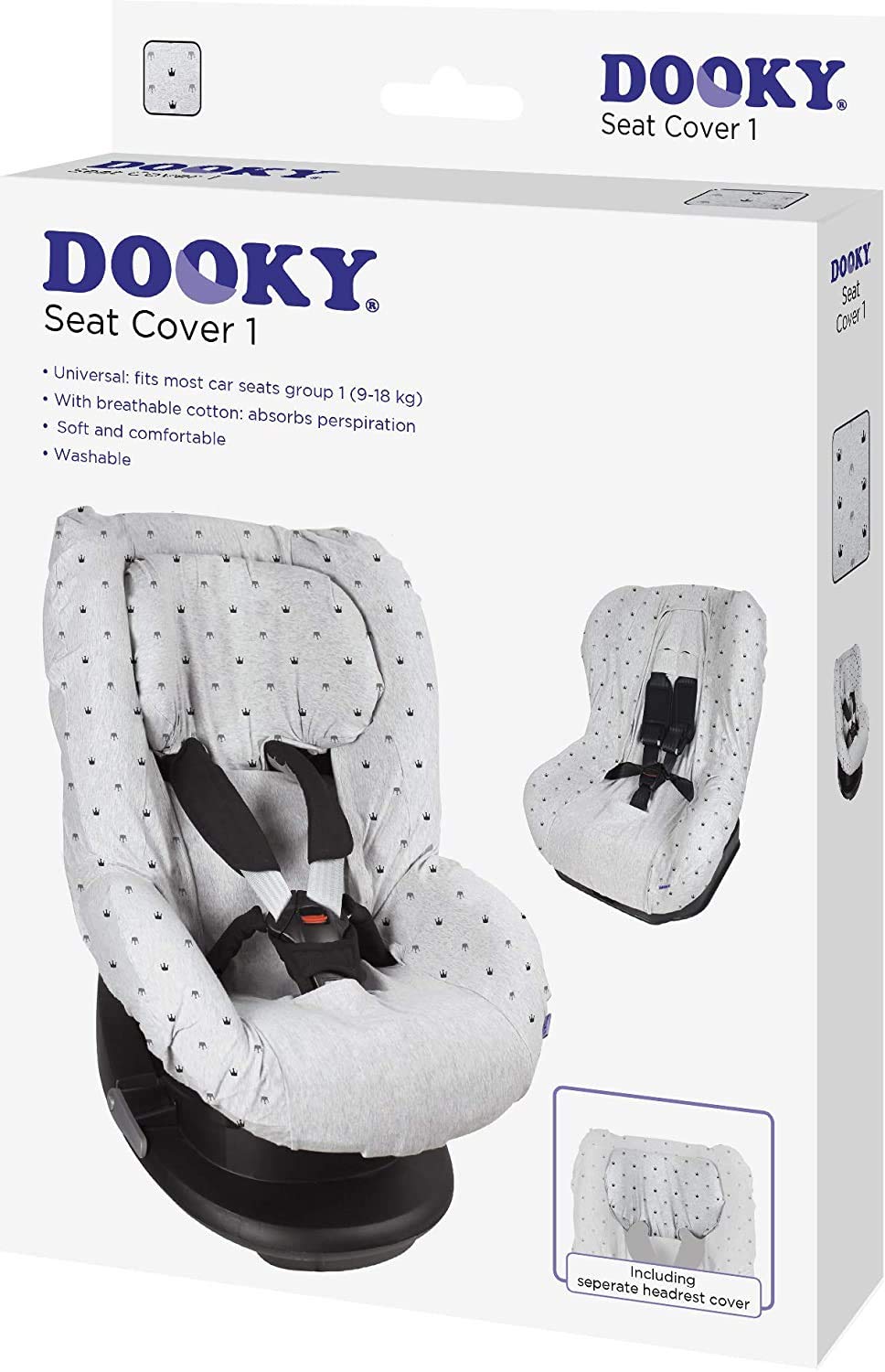 Dooky Seat Cover Group 1 Kindersitzbezug Grey Stars 9-18kg