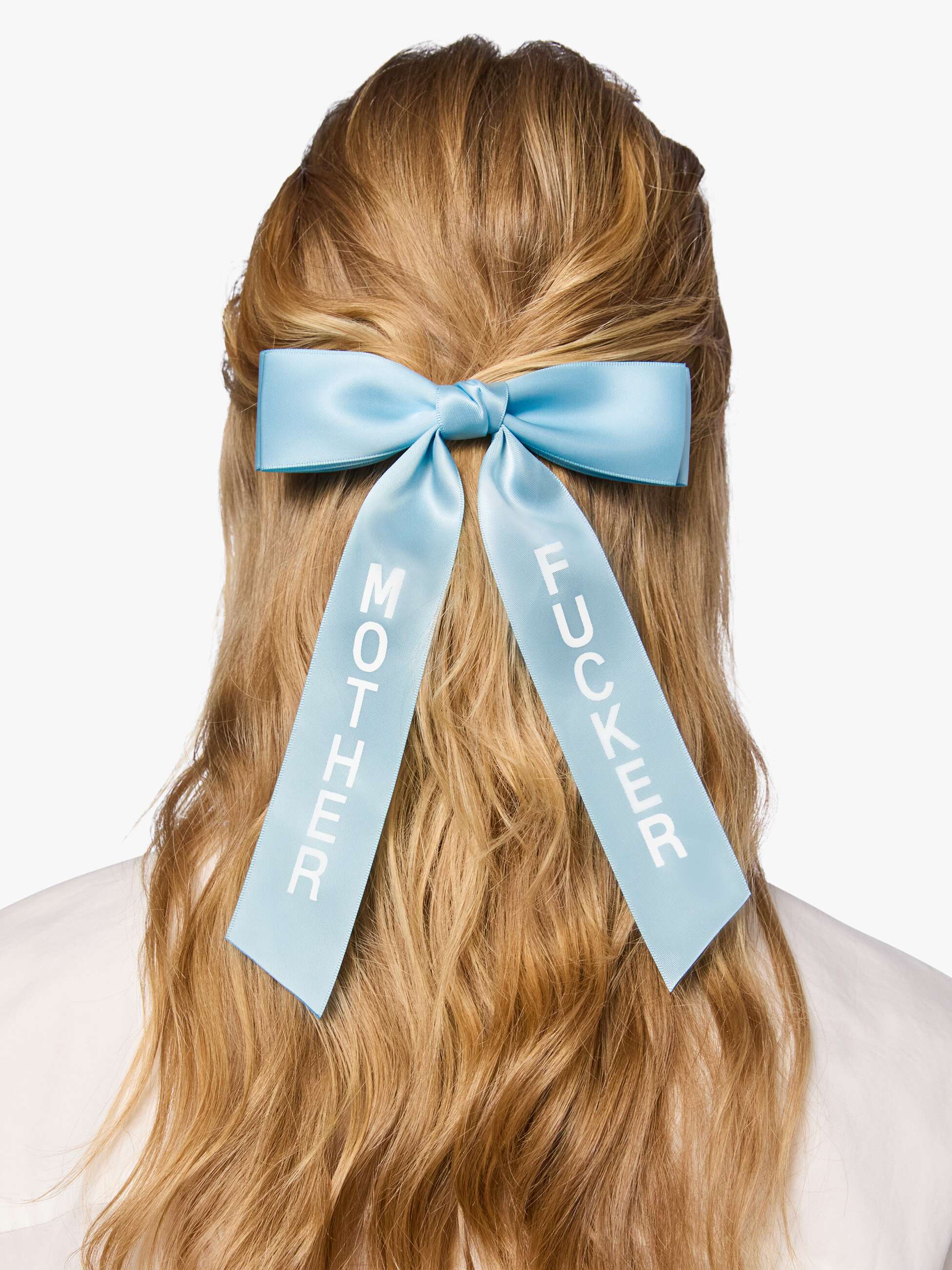 Mother Hair Bow Haarspange hellblau Satin Schriftzug