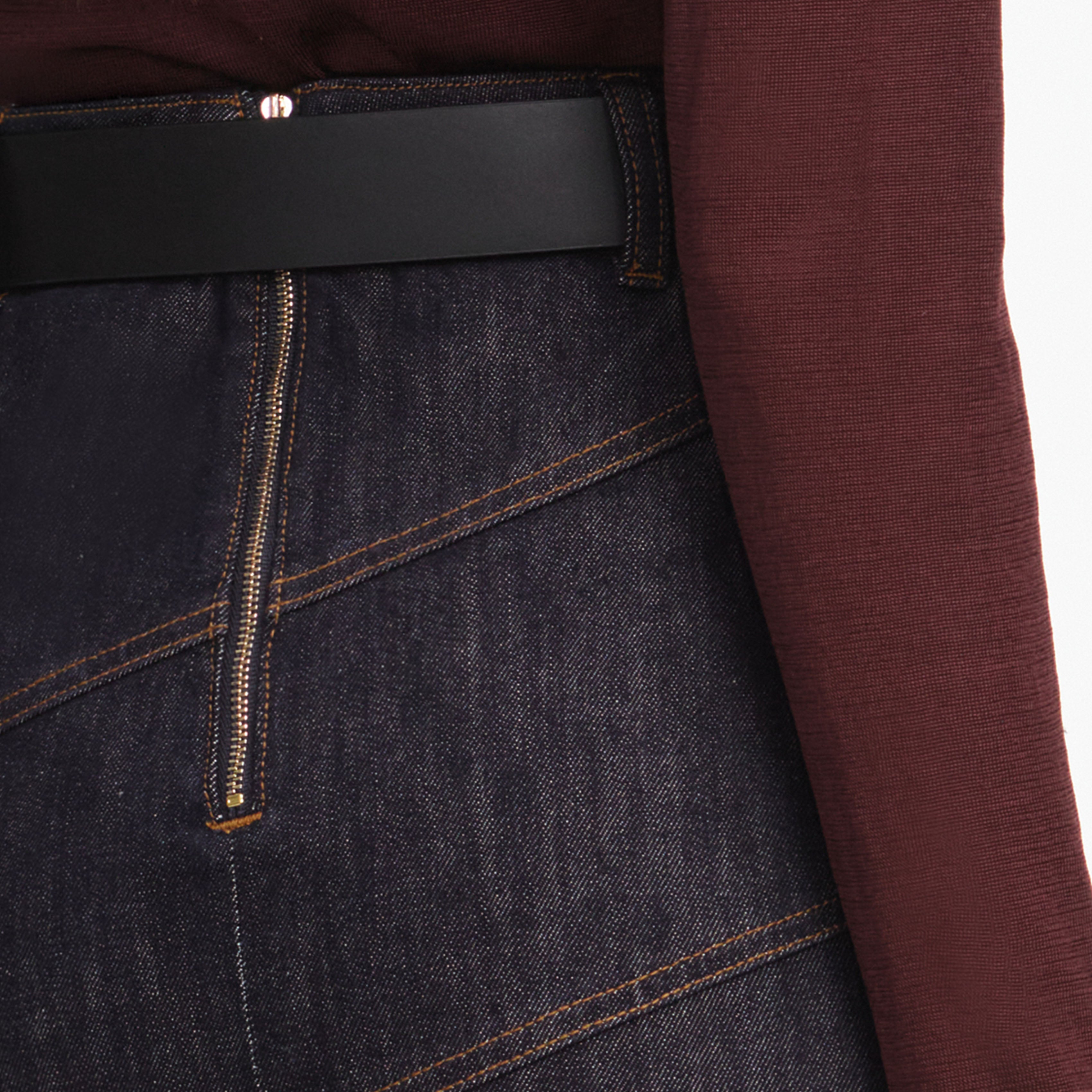 Self Portrait Indigo Denim Belted Midirock UK 6 blau mit Gürtel