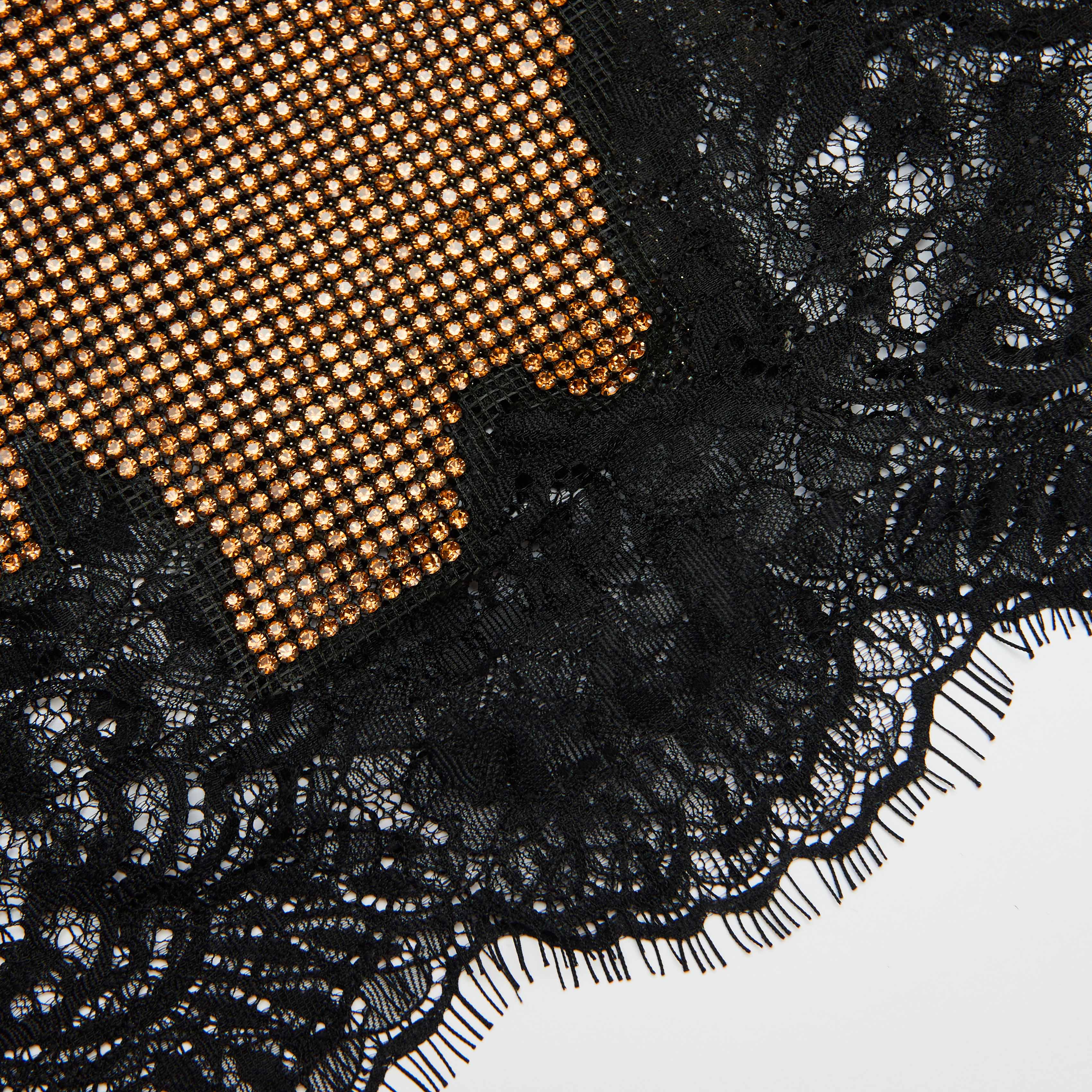 Self Portrait Brown Crystal Chainmail Mini Rock Braun