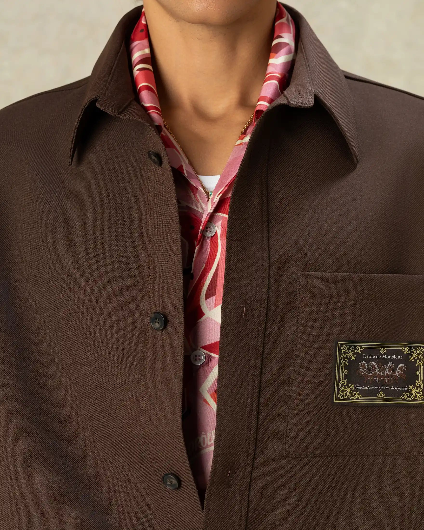 Drôle De Monsieur Elasticated Hem Shirt M-SH276 Hemd Braun