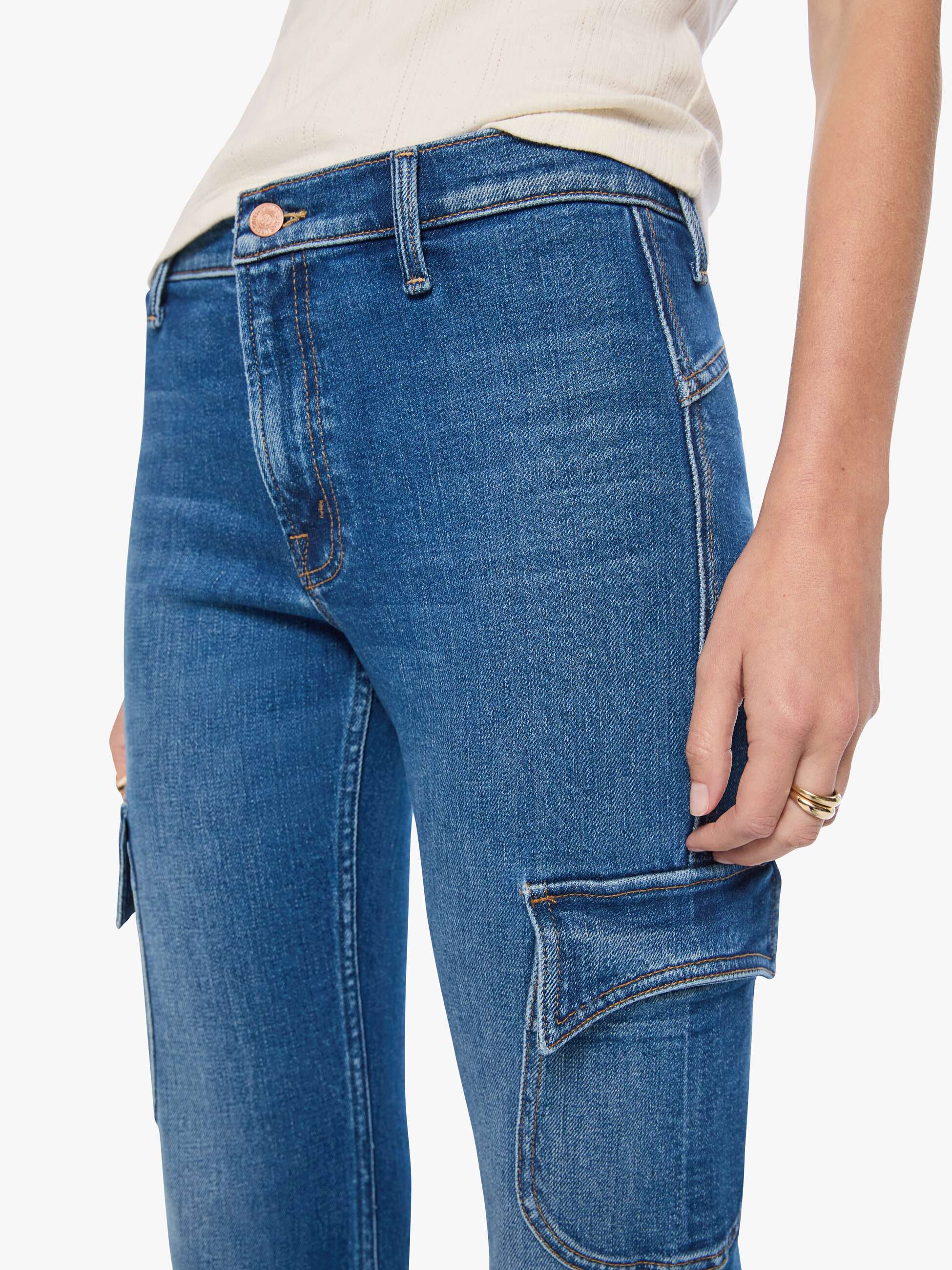 Mother The Draw Hustler Skimp Damenjeans Mittelblau