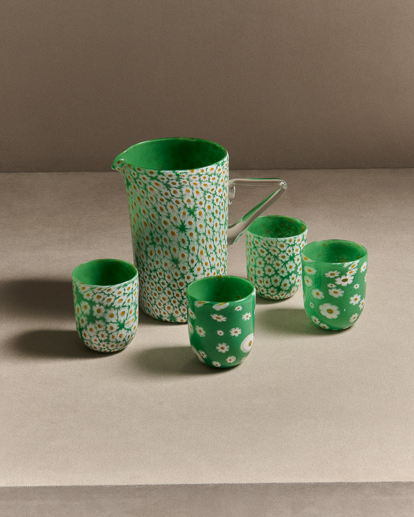 J.W.Anderson Tableware Full Murrina Glas Weiß Grün Murano Handglas
