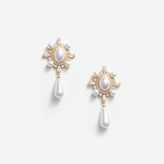 Self Portrait Gold Pearl Droplet Ohrringe Gold Perle