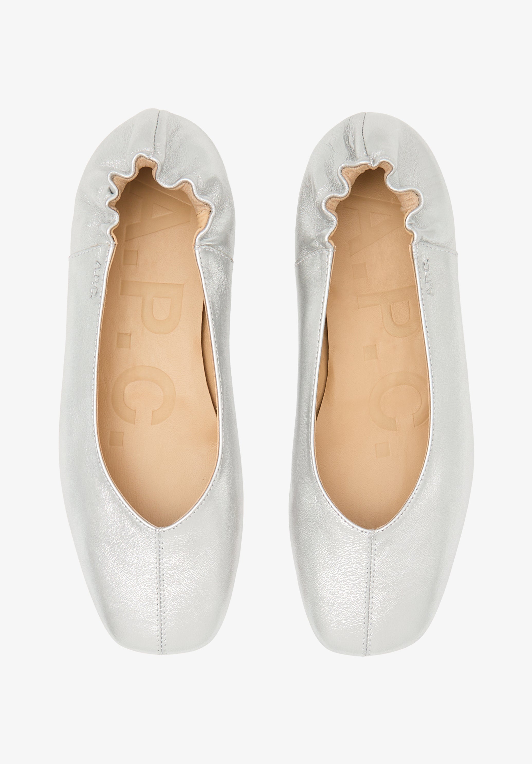 A.P.C. SHOES Lederballerinas Eckige Kappe Metallic 35-41