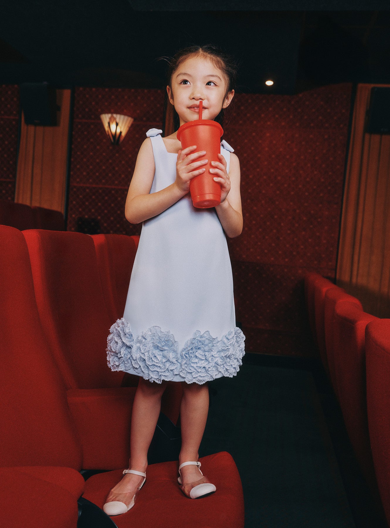 Self Portrait Blue Crepe Flower Dress Kleid Blau 3-4 Blumen