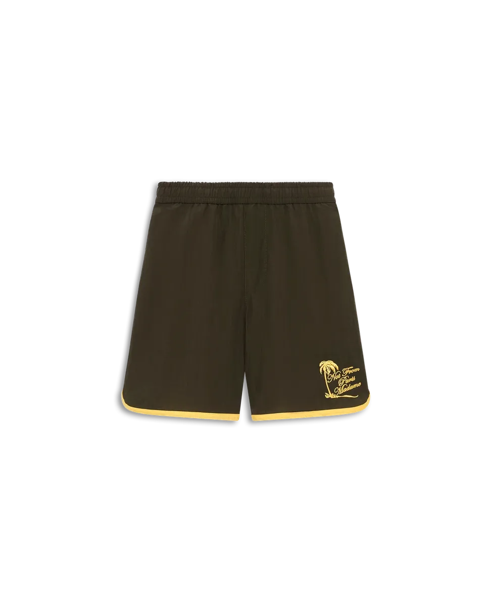 Drôle De Monsieur Short Plage Slogan Palmiers Badeshorts khaki Polyamid
