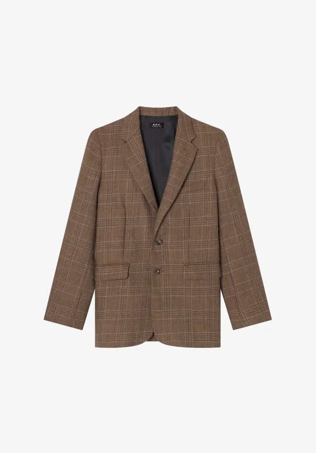 A.P.C. Braune karierte Wolljacke Damen Gr. 38